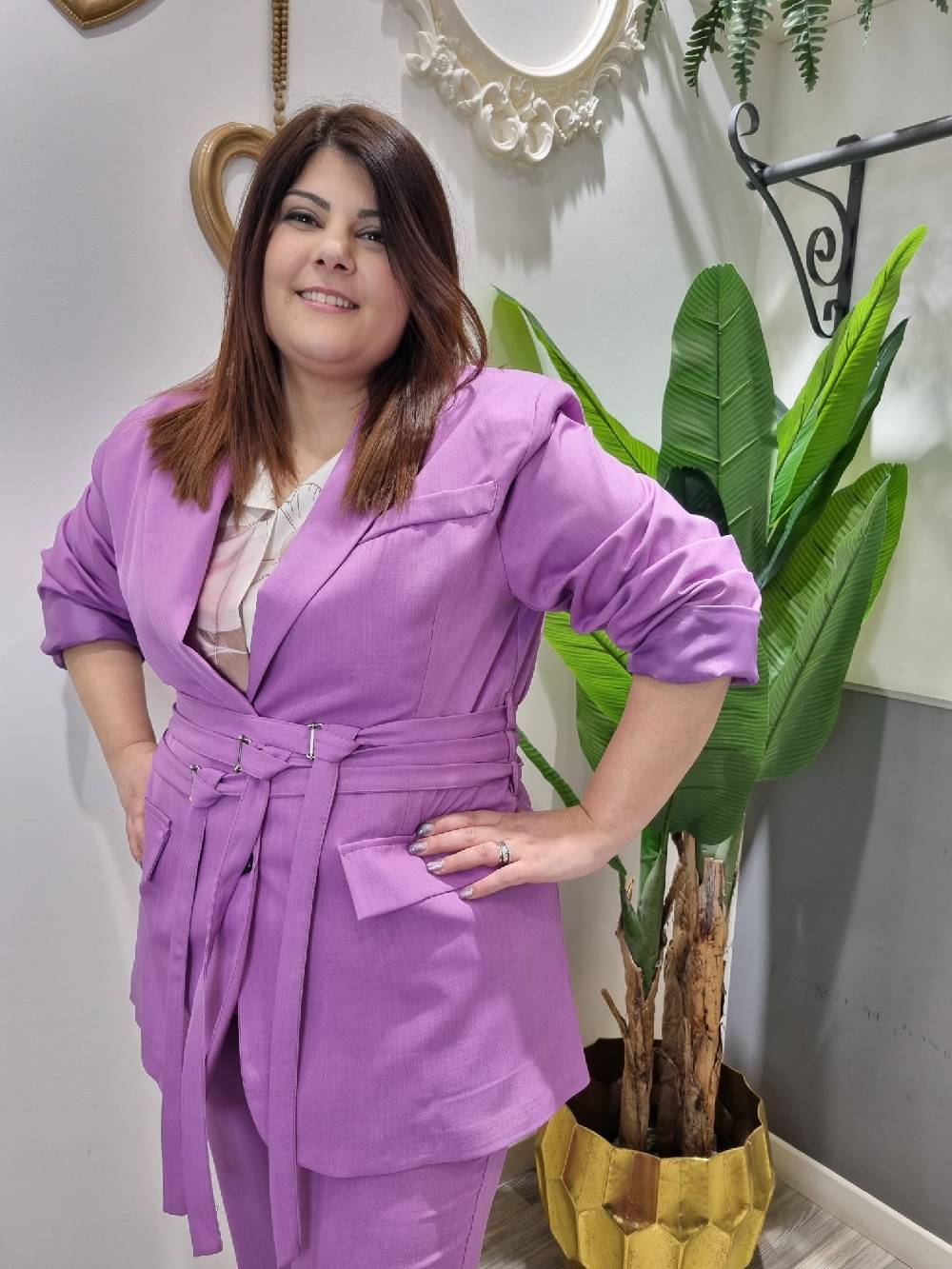 Le Chicche Tailleur Lilla Curvy Giacca Saldi Di Fabbrica