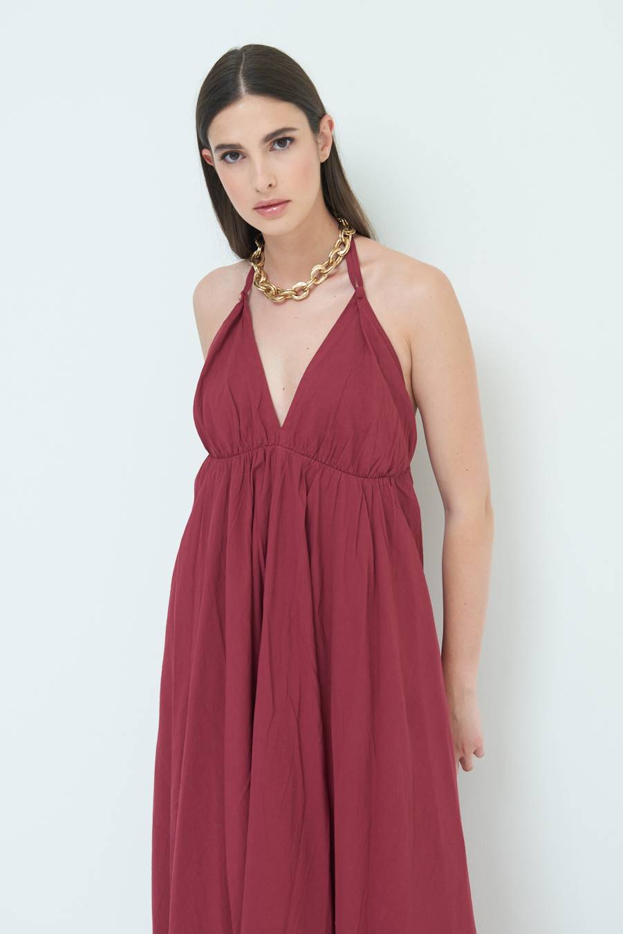 Kikisix ABITO LUNGO INCROCIATO DIETRO ROSSO INDIA Promozione