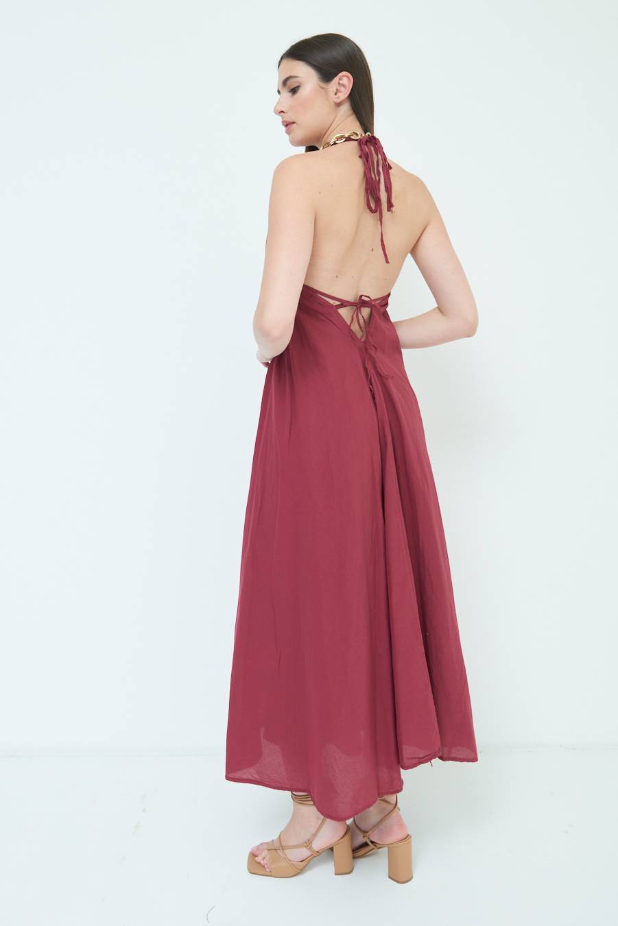 Kikisix ABITO LUNGO INCROCIATO DIETRO ROSSO INDIA Promozione
