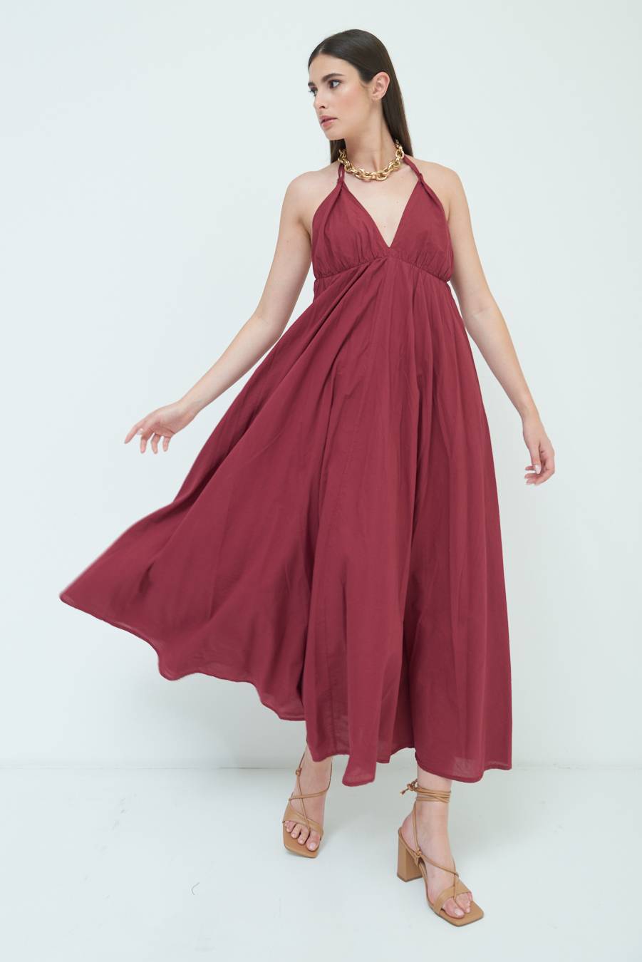 Kikisix ABITO LUNGO INCROCIATO DIETRO ROSSO INDIA Promozione