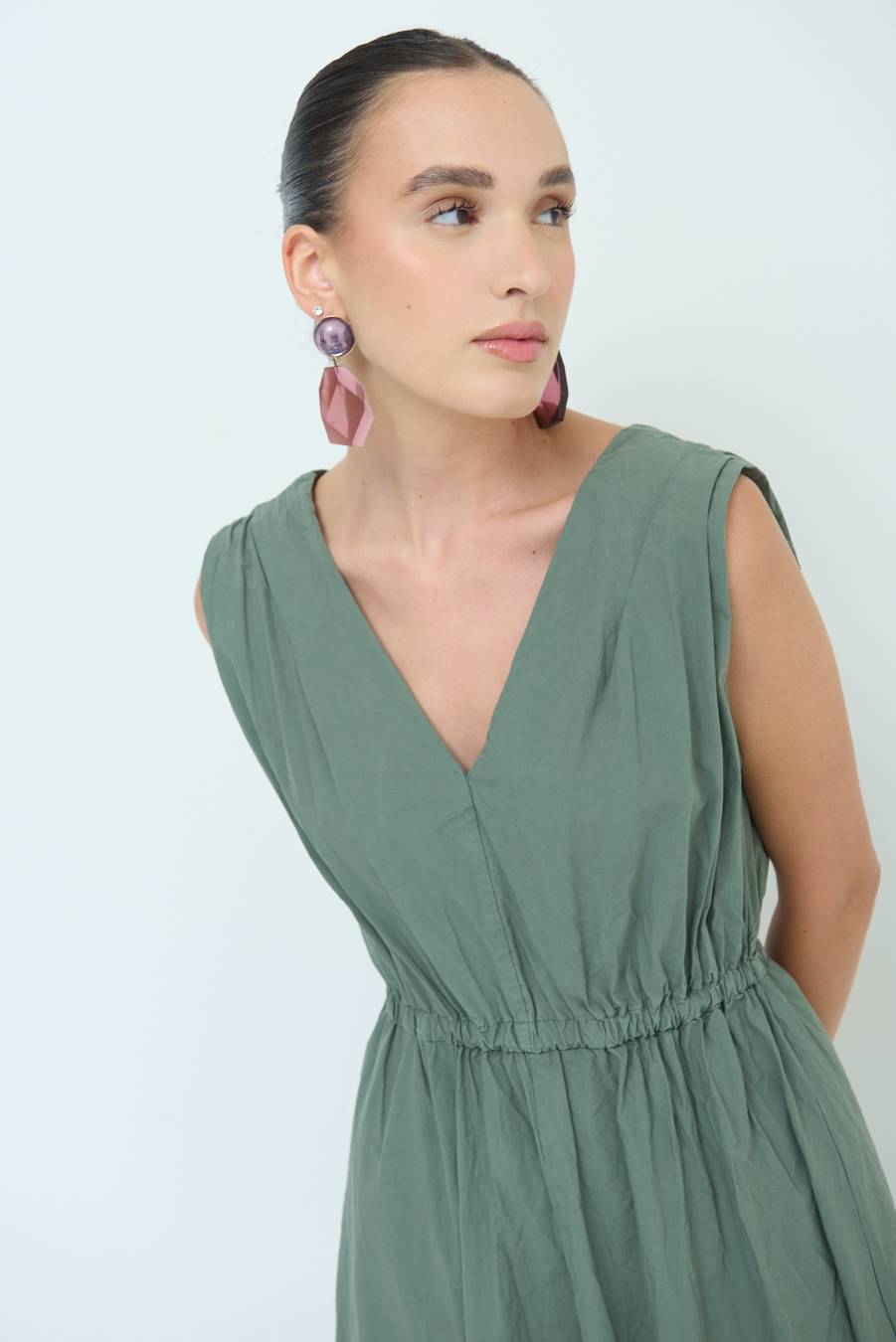 Kikisix ABITO MIDI CON ELASTICO VERDE MILITARE Consegna Veloce