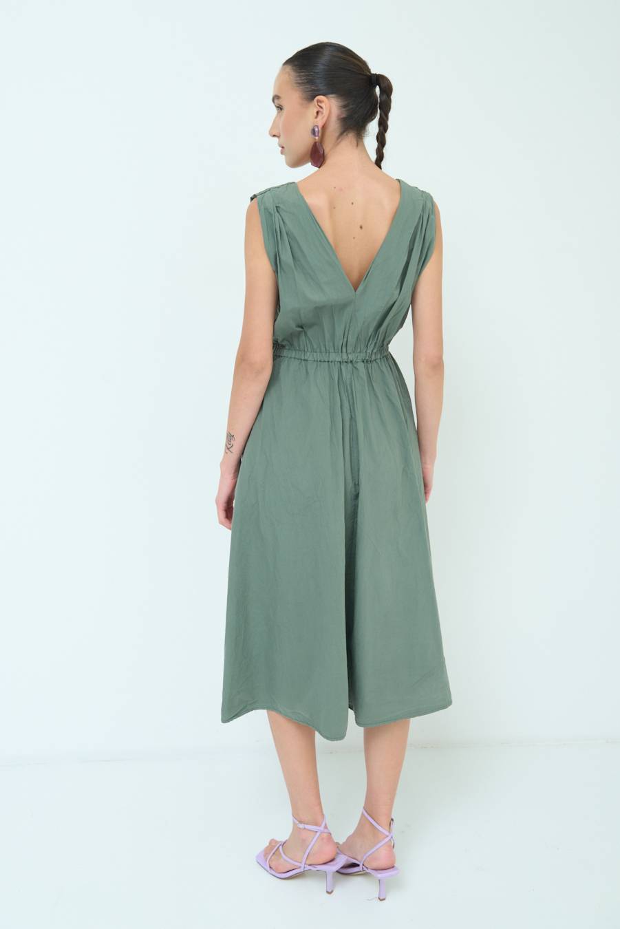 Kikisix ABITO MIDI CON ELASTICO VERDE MILITARE Consegna Veloce