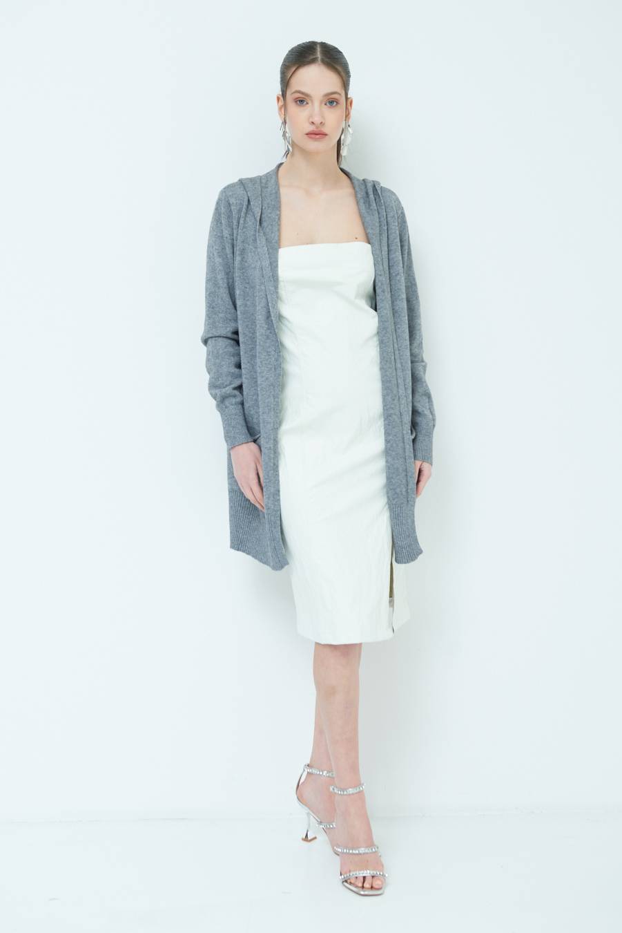Kikisix CARDIGAN CON DUE TASCHE GRIGIO Affare Del Giorno