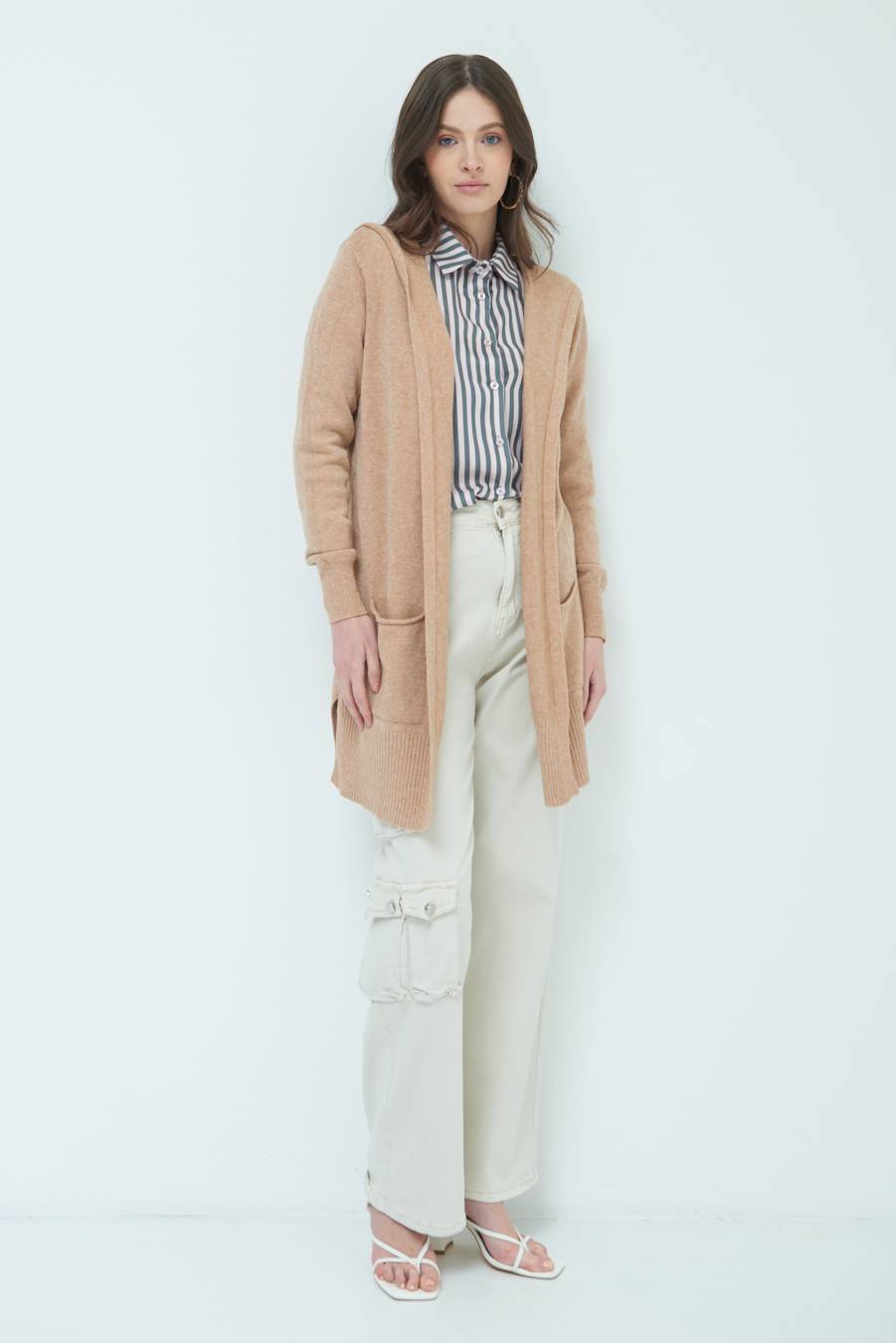 Kikisix CARDIGAN CON DUE TASCHE CAMMELLO Prezzo Ridotto