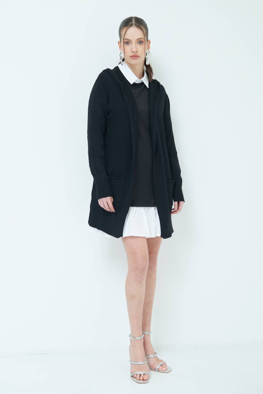 Kikisix CARDIGAN CON DUE TASCHE NERO Sottocosto