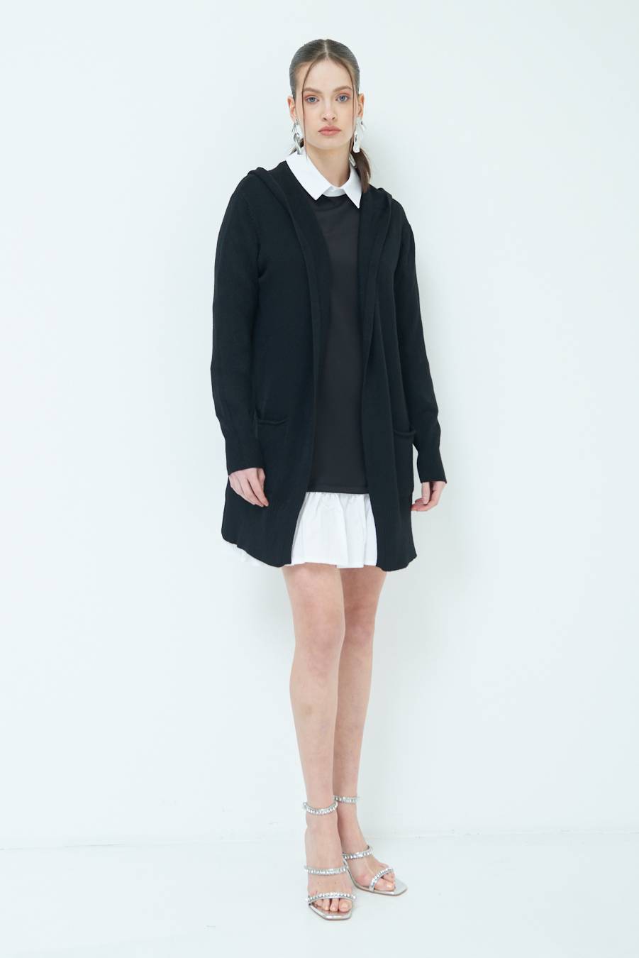 Kikisix CARDIGAN CON DUE TASCHE NERO Sottocosto