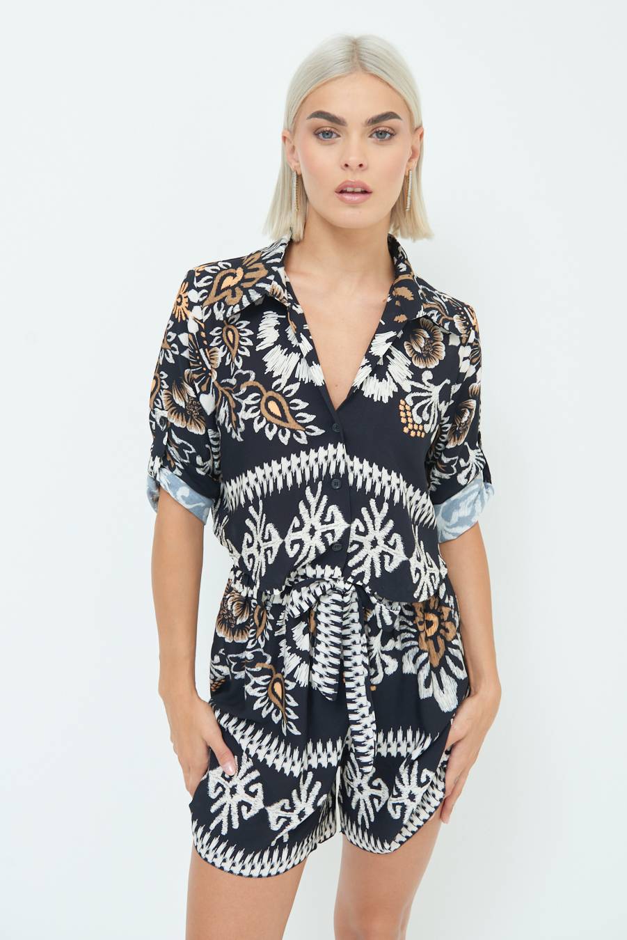 Kikisix CAMICIA CROP BALZA NERO Presa
