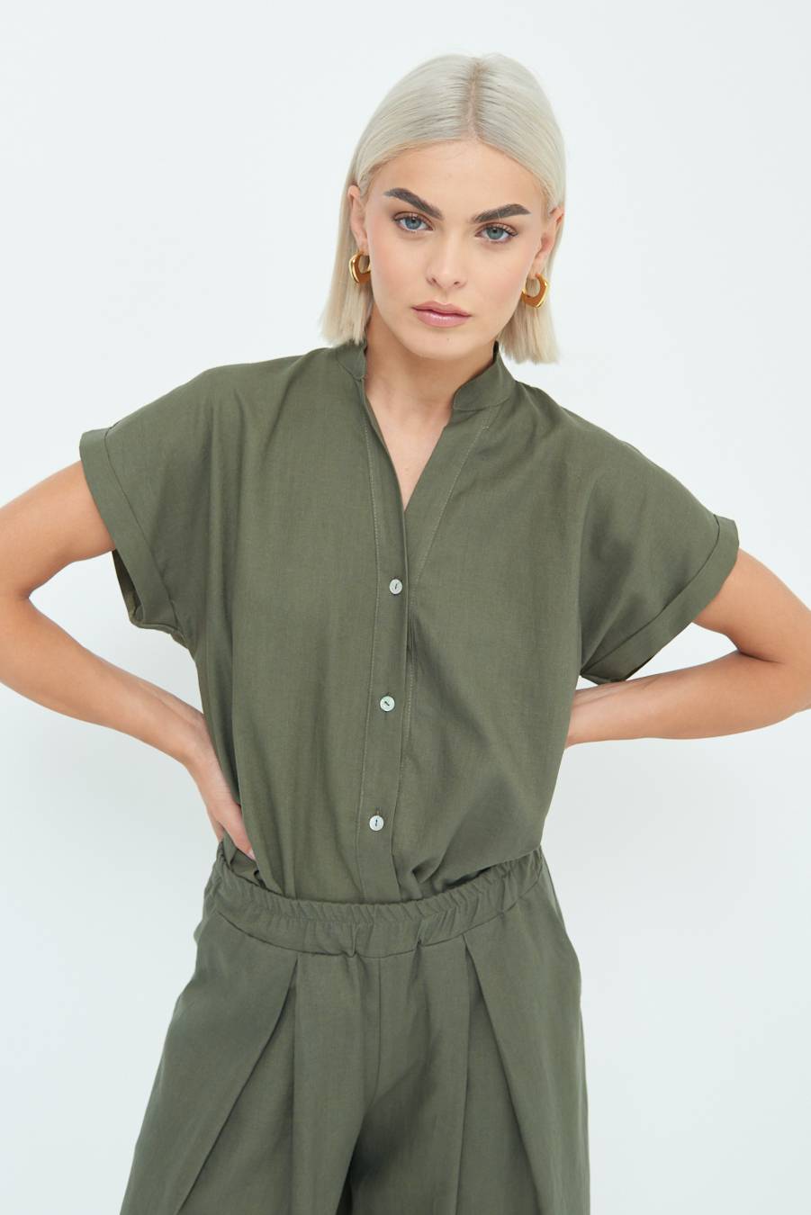 Kikisix CAMICIA MANICA ALETTA VERDE MILITARE Economico