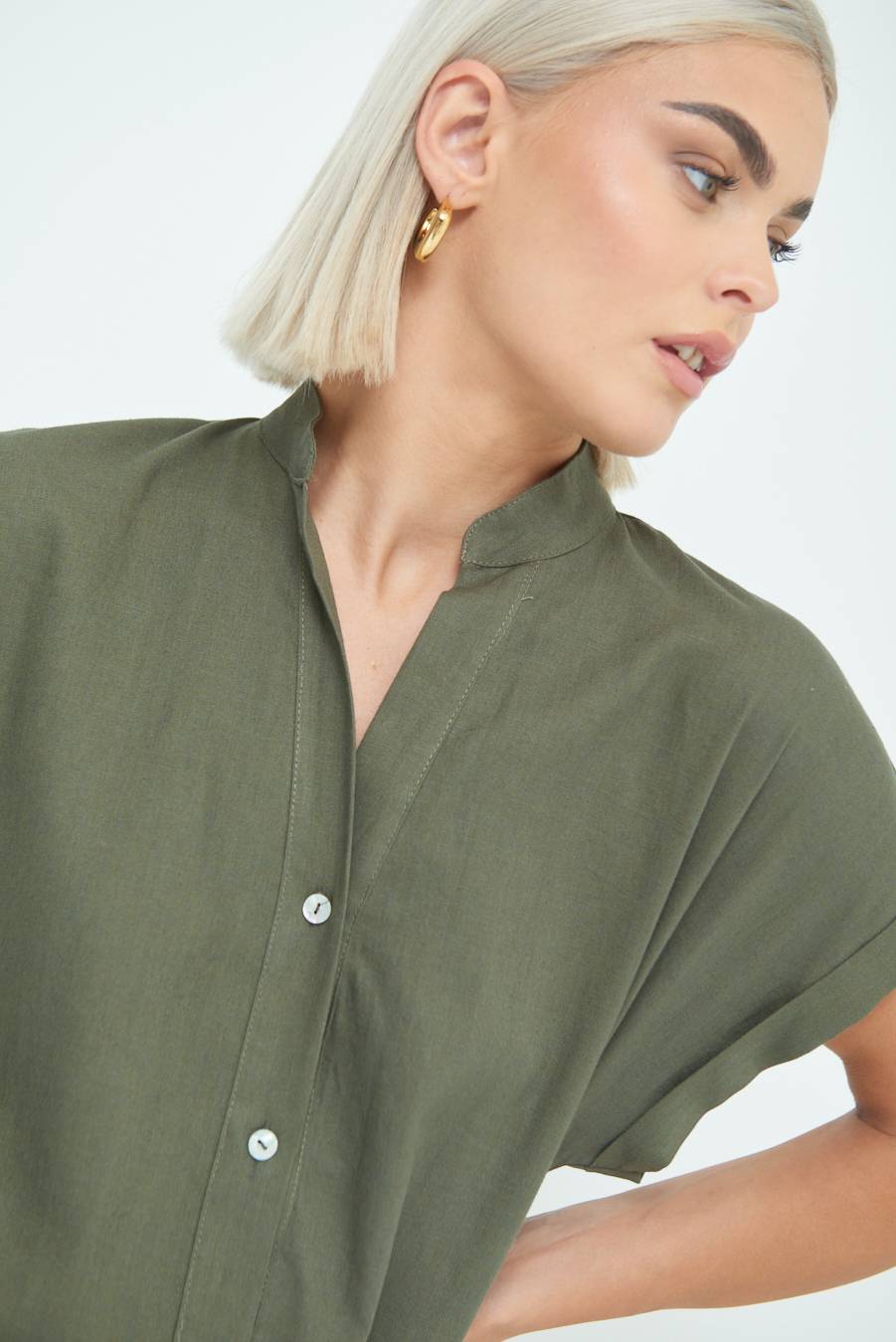 Kikisix CAMICIA MANICA ALETTA VERDE MILITARE Economico
