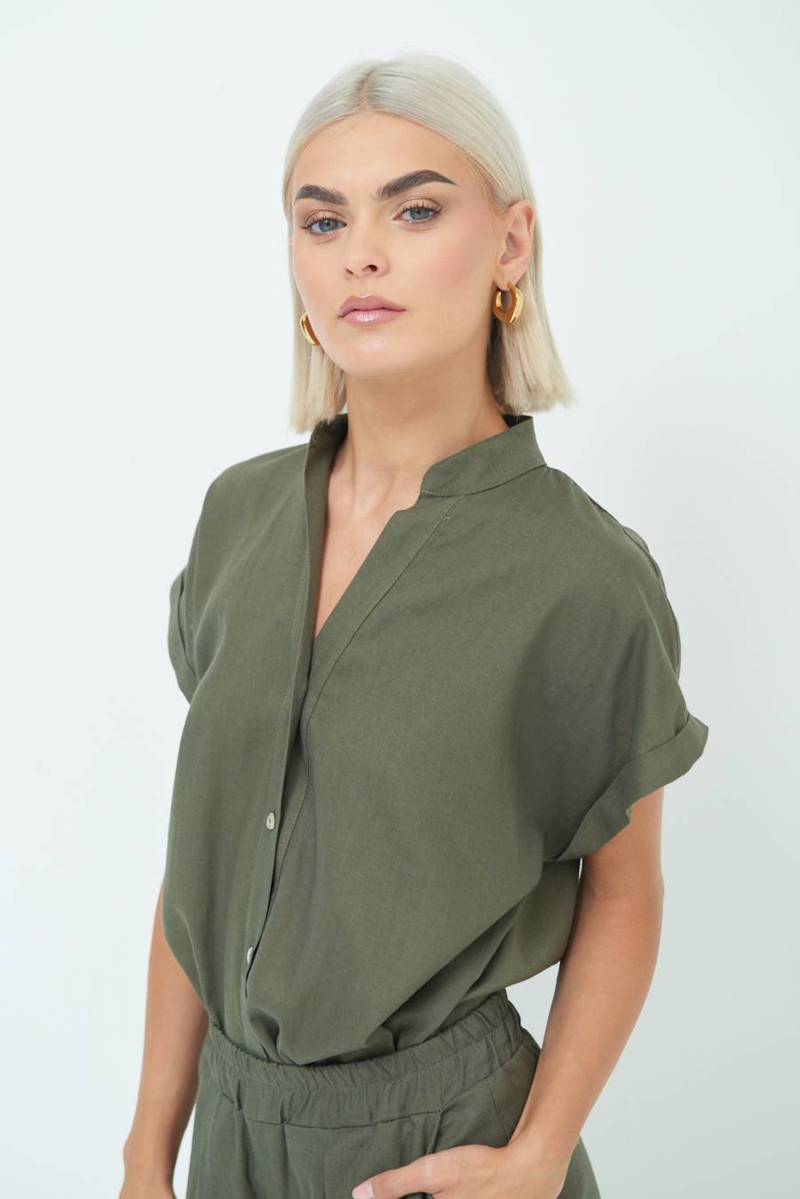 Kikisix CAMICIA MANICA ALETTA VERDE MILITARE Economico