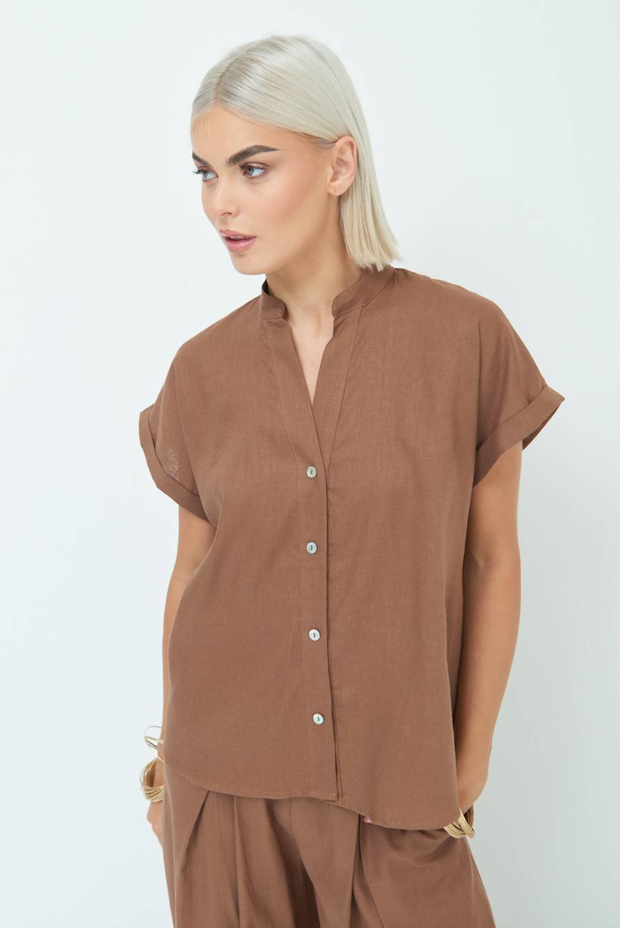 Kikisix CAMICIA MANICA ALETTA CIOCCOLATO Online