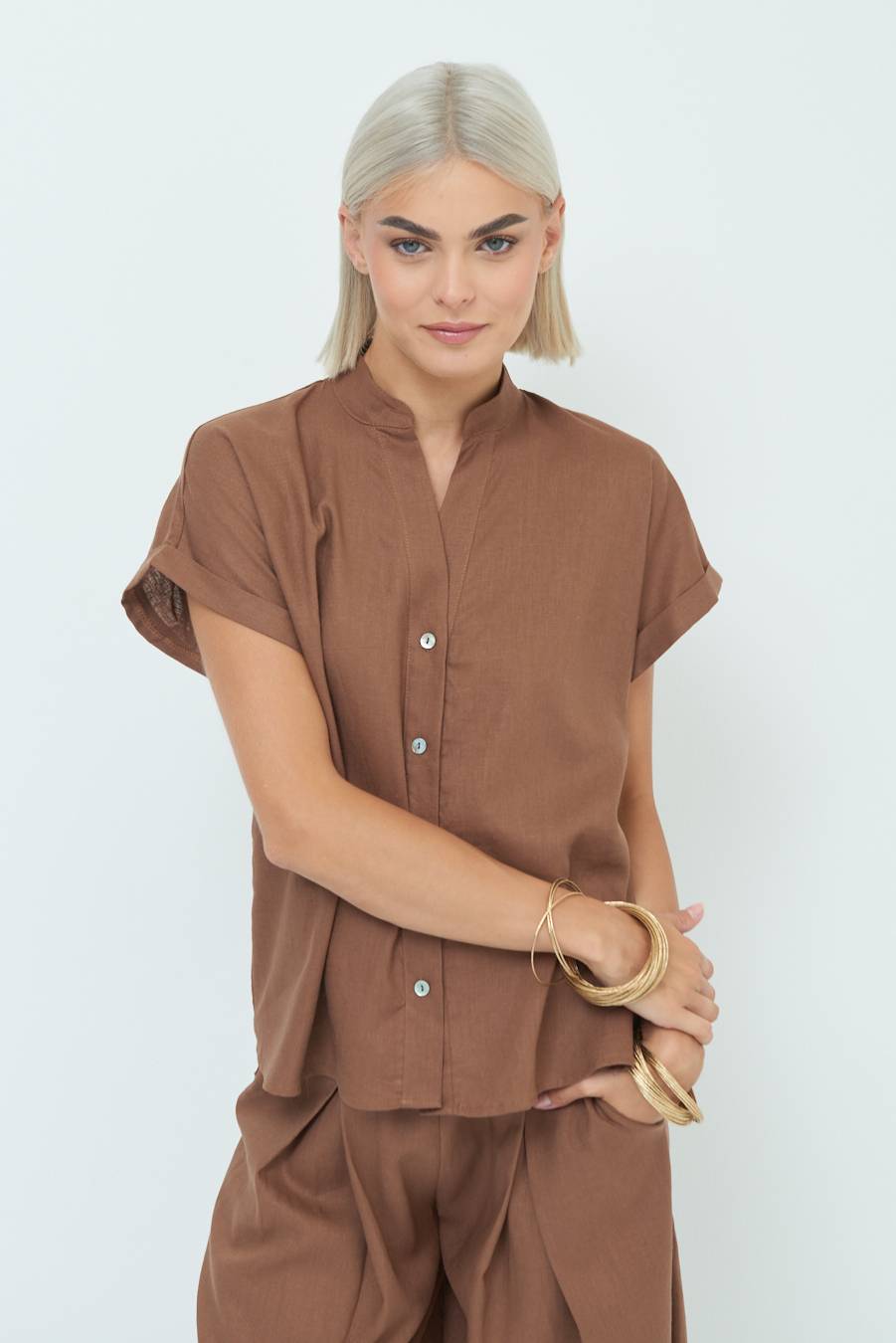 Kikisix CAMICIA MANICA ALETTA CIOCCOLATO Online