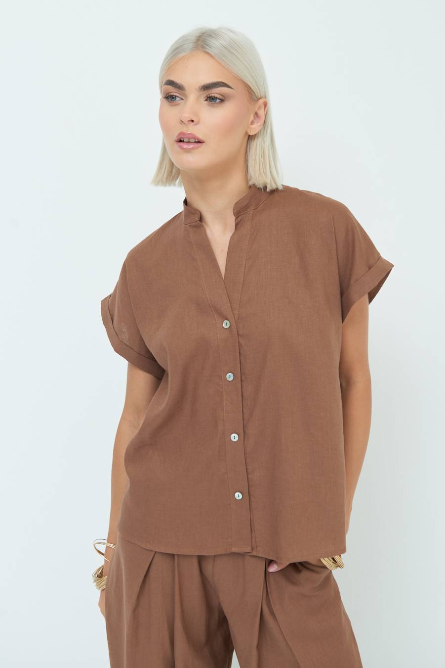Kikisix CAMICIA MANICA ALETTA CIOCCOLATO Online