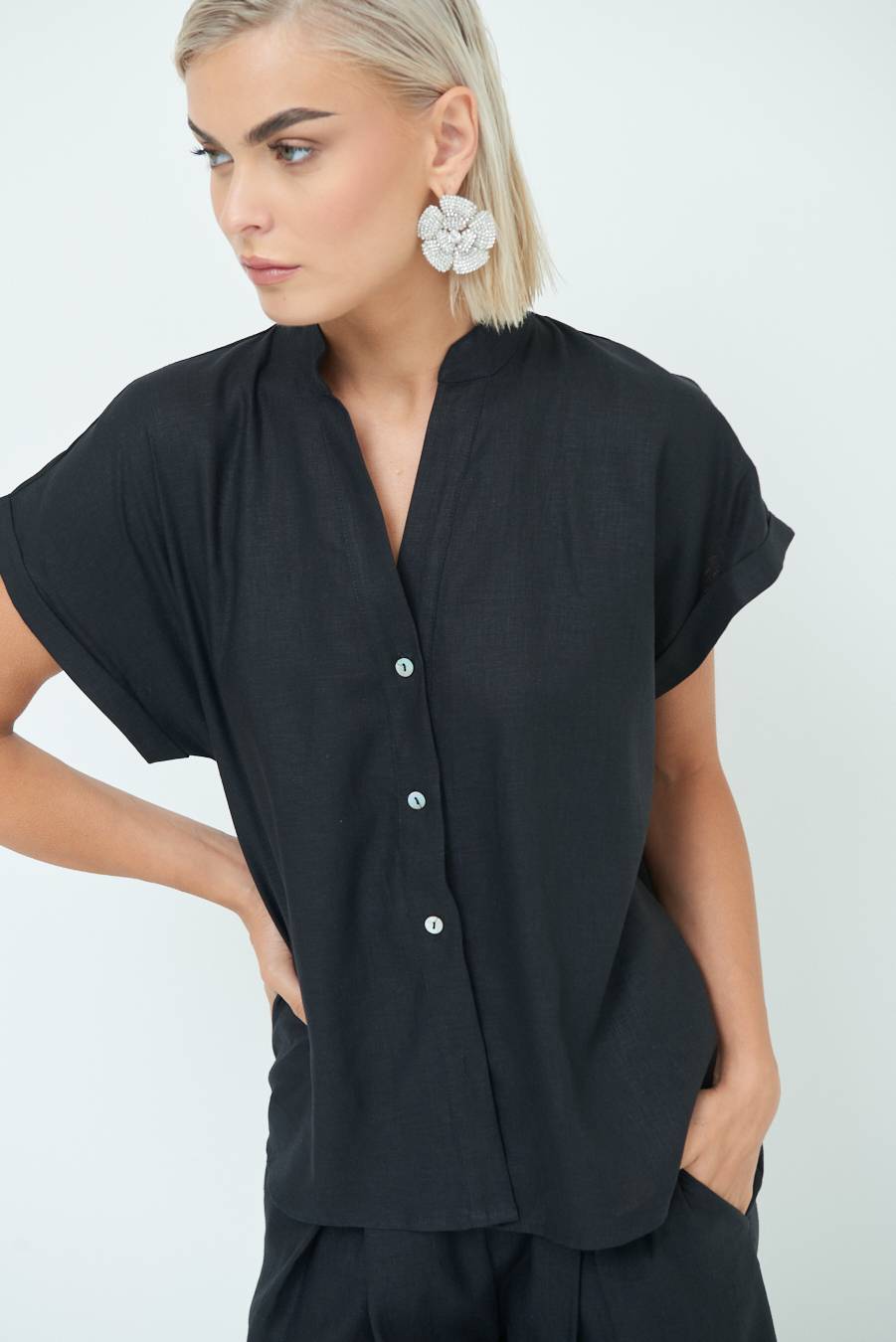 Kikisix CAMICIA MANICA ALETTA NERO Outlet