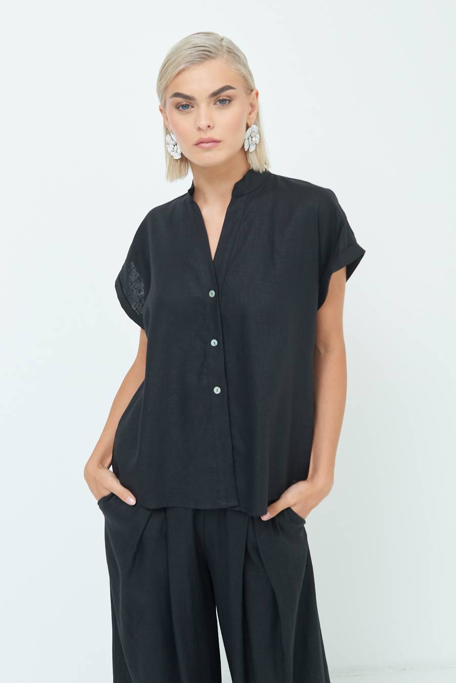 Kikisix CAMICIA MANICA ALETTA NERO Outlet