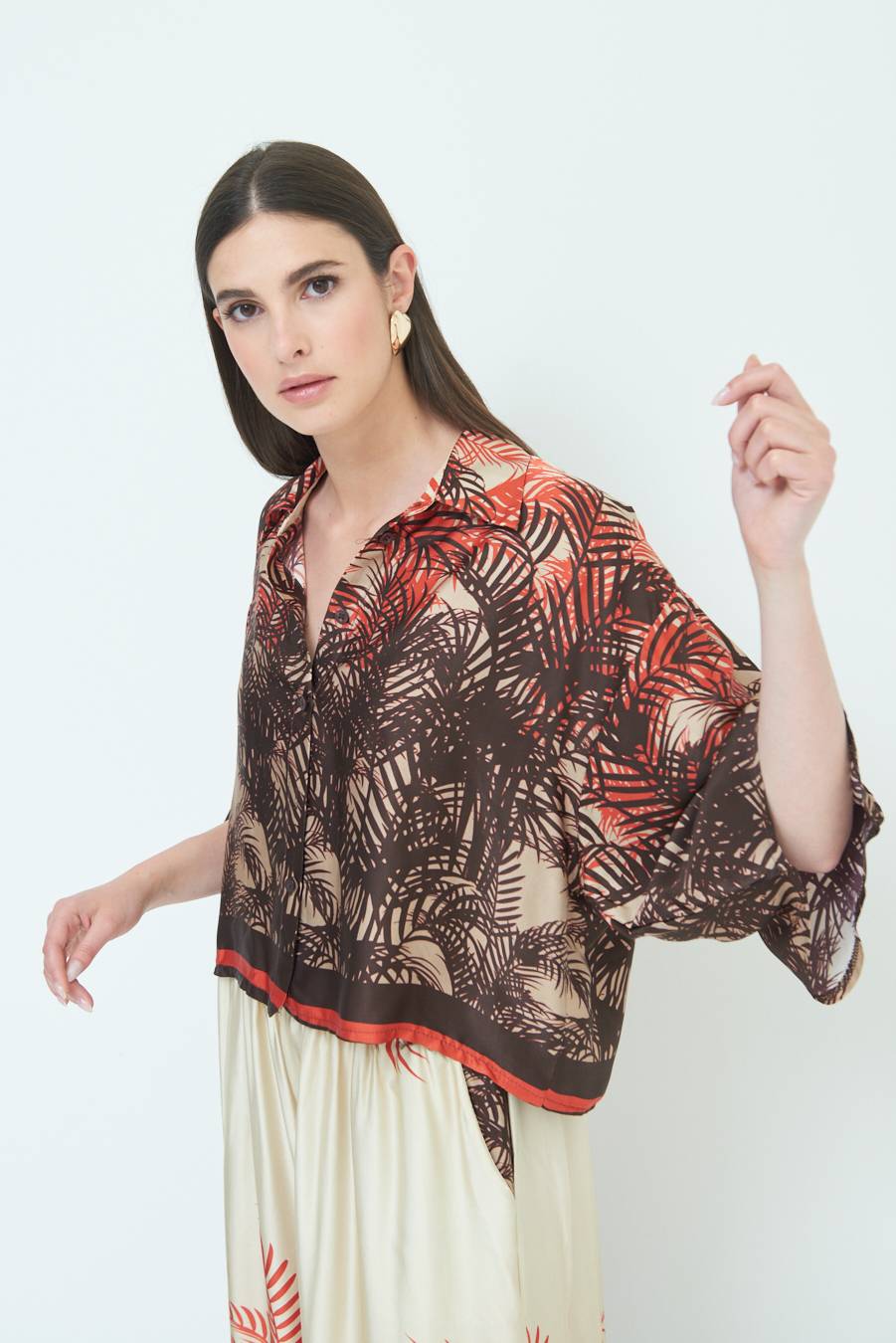 Kikisix CAMICIA FANTASIA BALZA MORO/ARANCIO Offerte