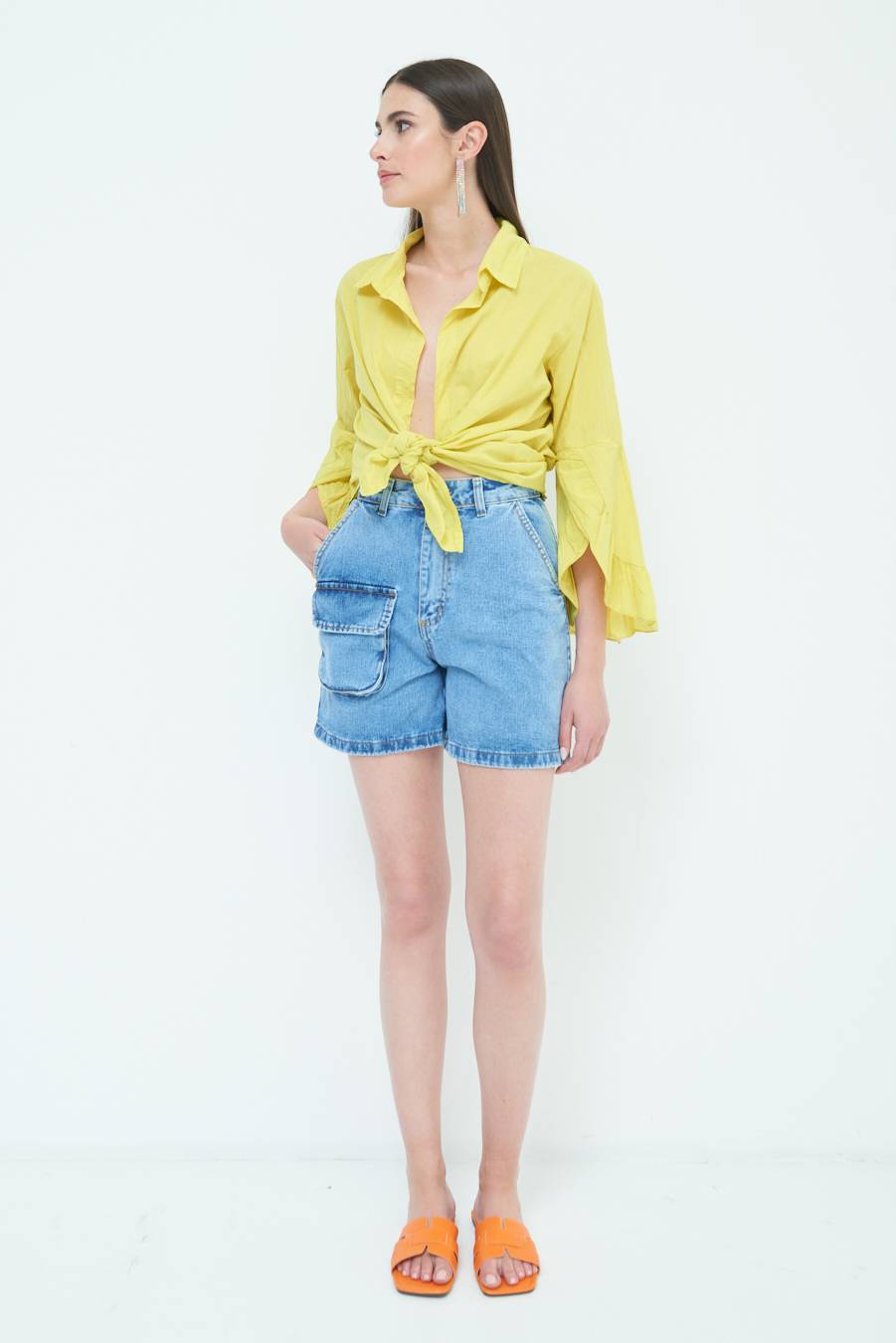 Kikisix CAMICIA MUSSOLA CON NODO LIMONE Hotsell
