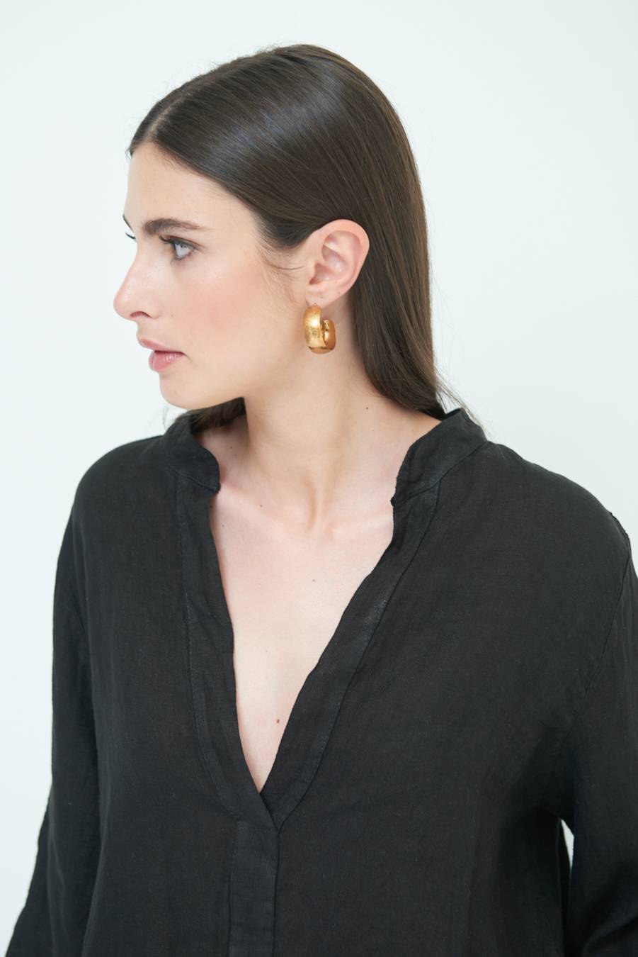 Kikisix CAMICIA COLLO COREANA OVERSIZE CON SPACCHI NERO I Più Venduti