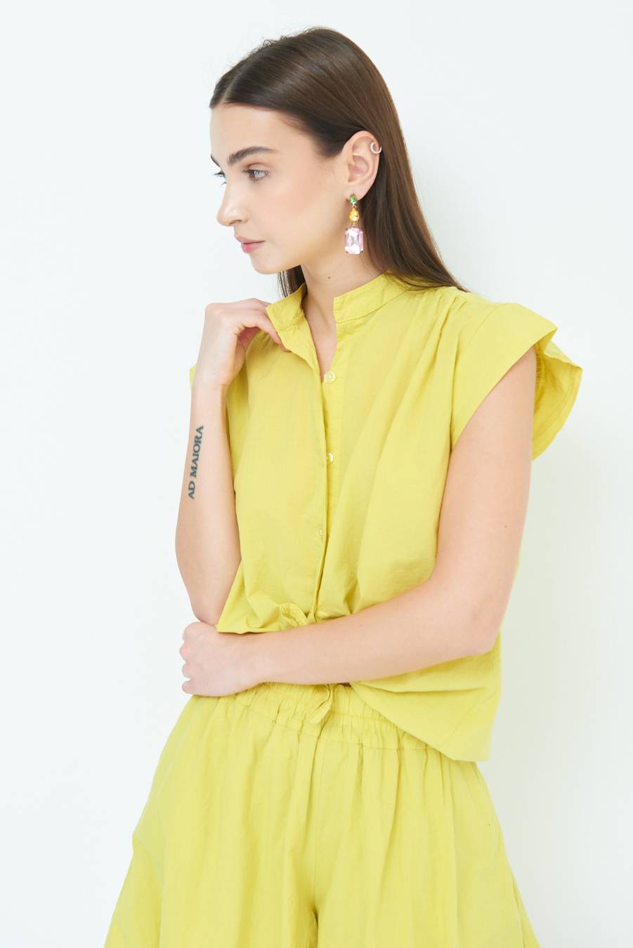 Kikisix CAMICIA SMANICATA CON NODO LIMONE Italy