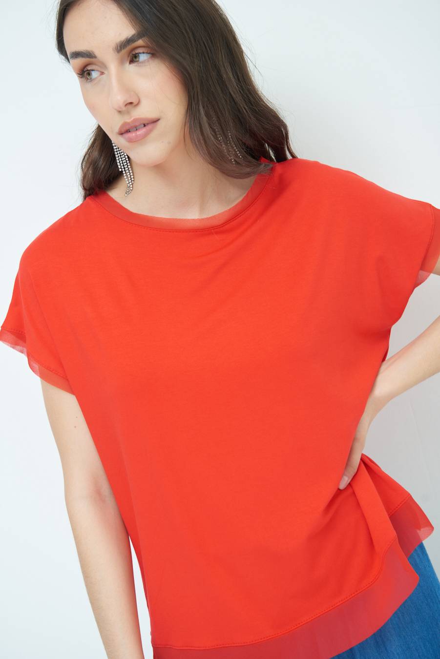 Kikisix MAGLIA PROFILO GEORGETTE ROSSO 2025