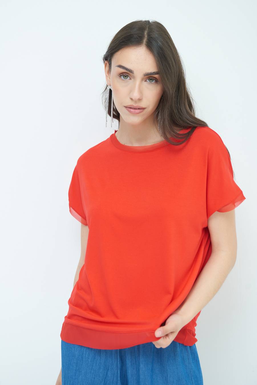 Kikisix MAGLIA PROFILO GEORGETTE ROSSO 2025