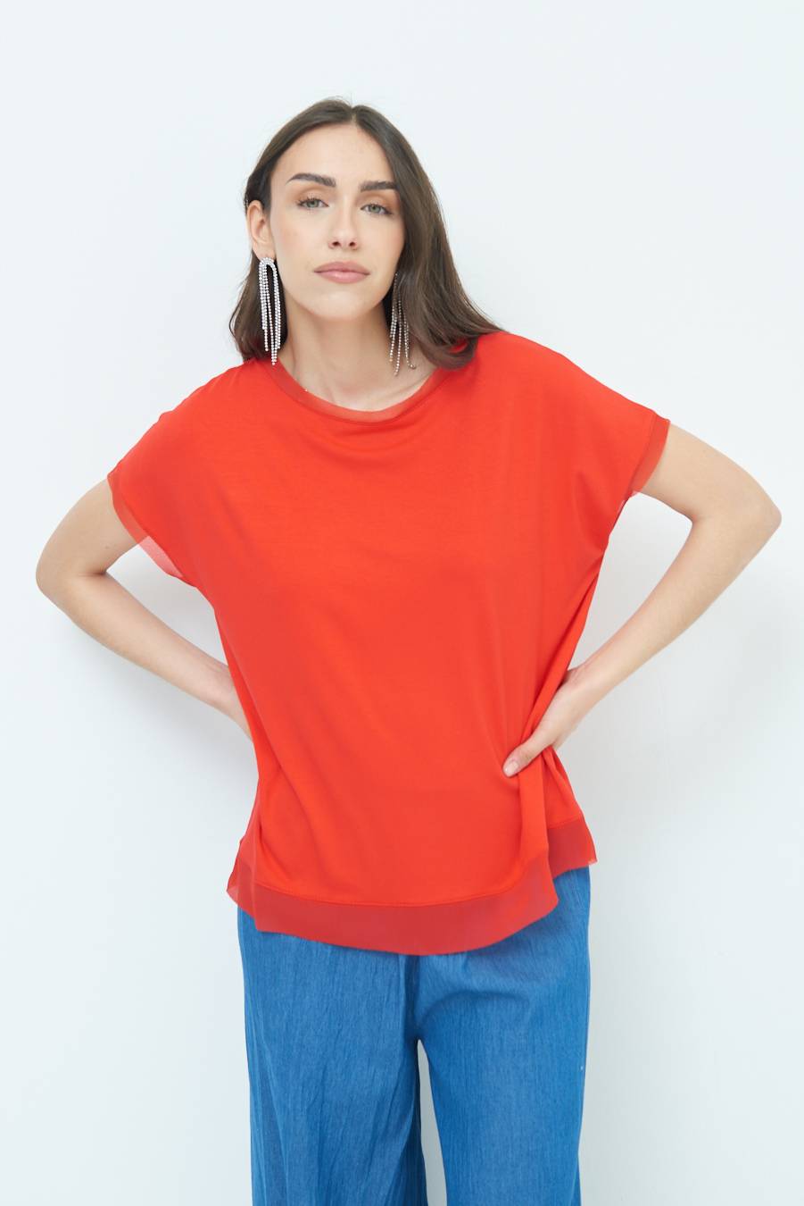Kikisix MAGLIA PROFILO GEORGETTE ROSSO 2025