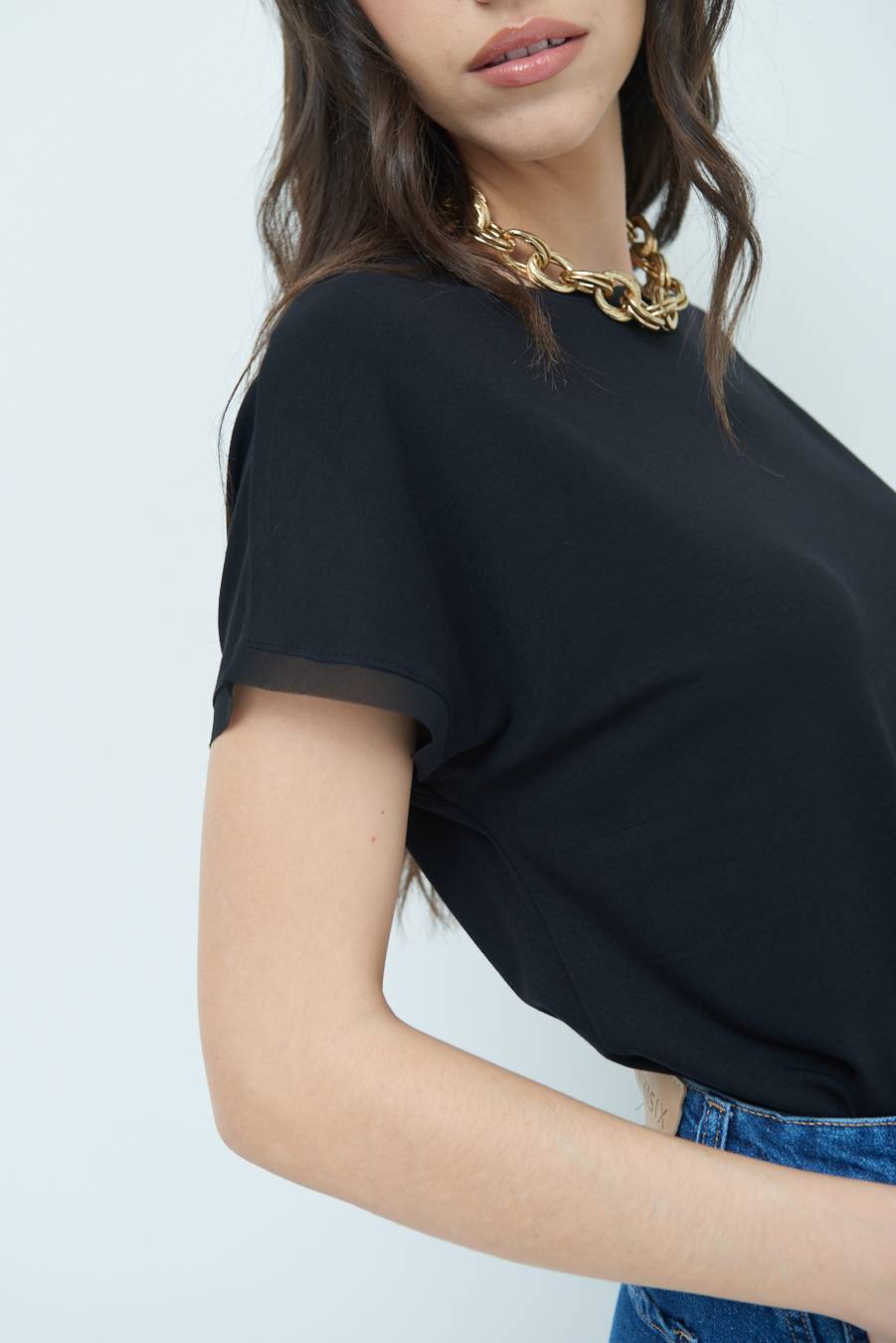 Kikisix MAGLIA PROFILO GEORGETTE NERO Qualità