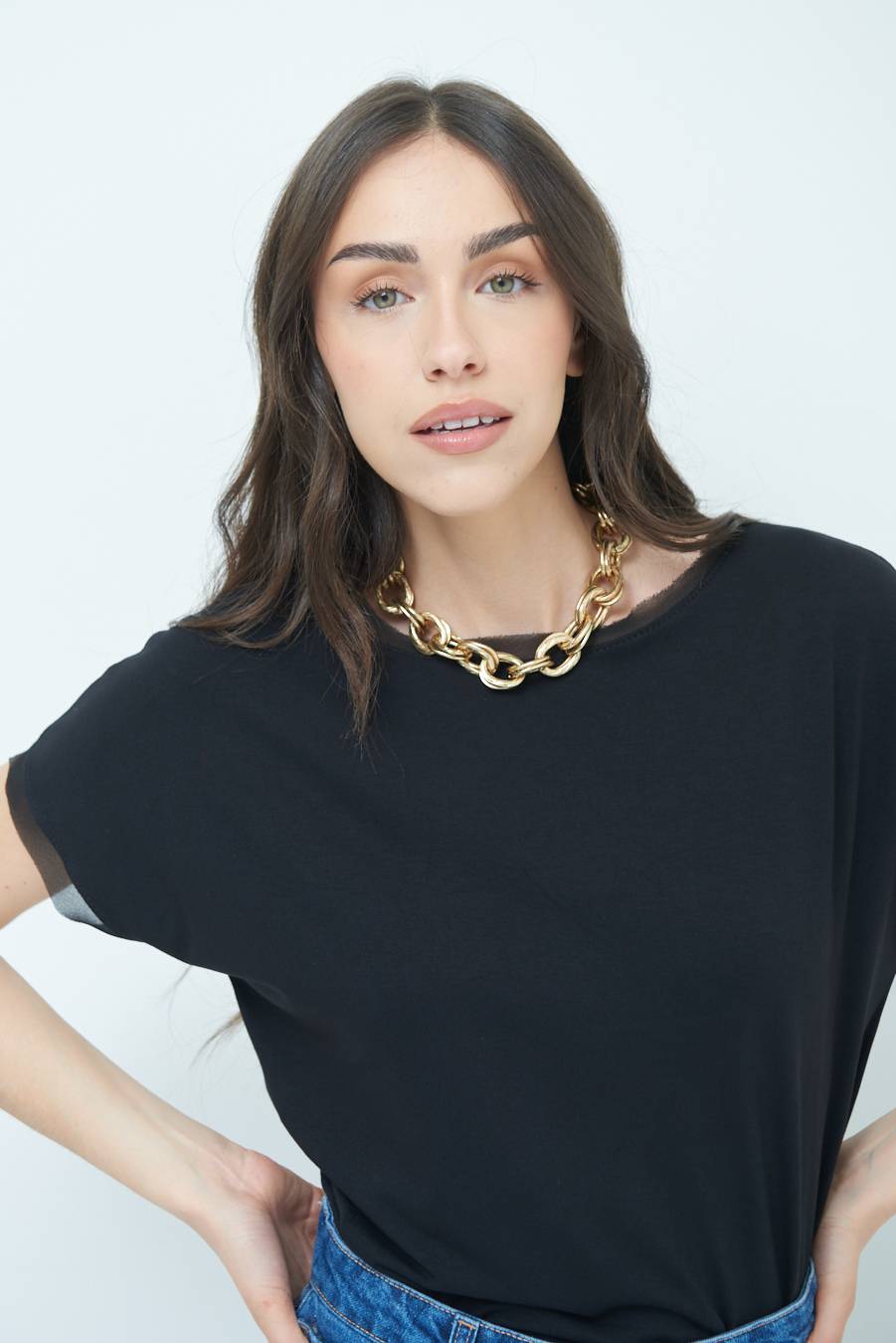 Kikisix MAGLIA PROFILO GEORGETTE NERO Qualità