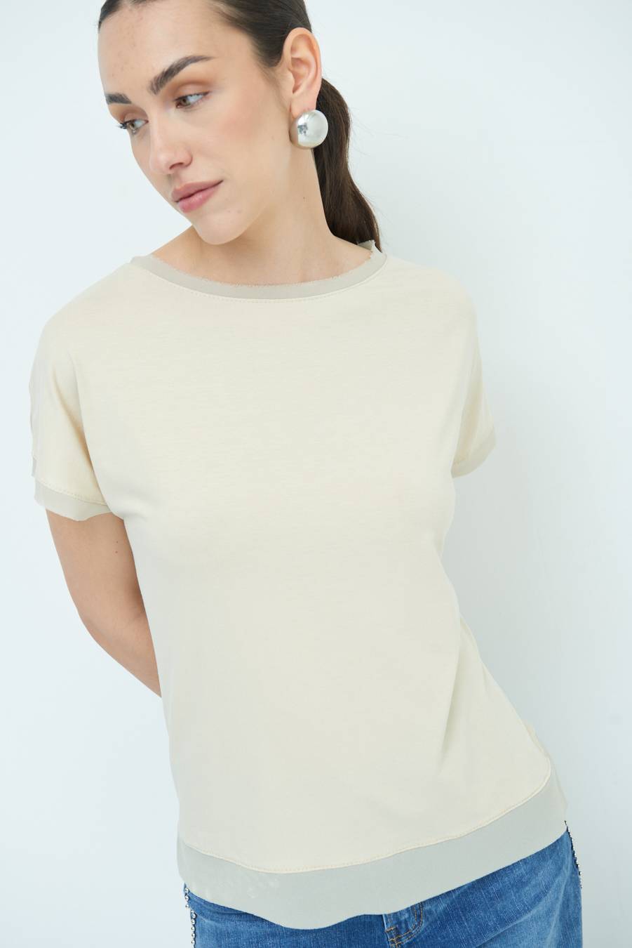 Kikisix MAGLIA PROFILO GEORGETTE BEIGE Vendita