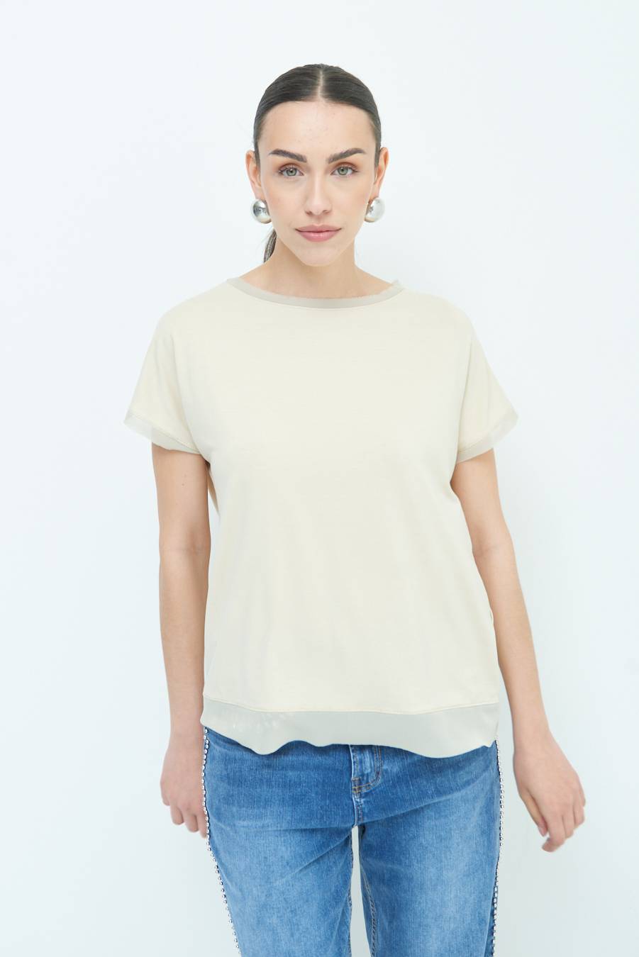 Kikisix MAGLIA PROFILO GEORGETTE BEIGE Vendita