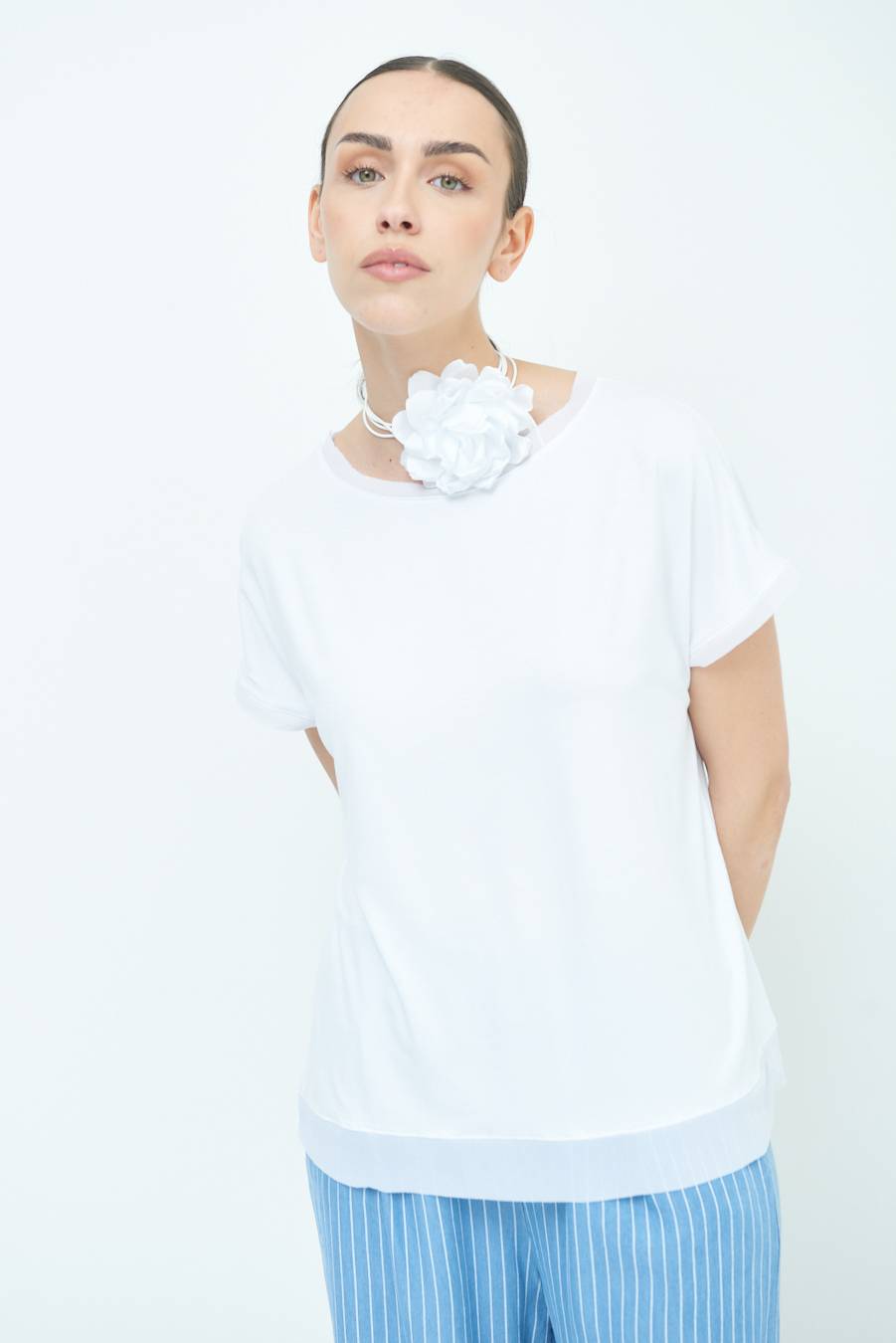 Kikisix MAGLIA PROFILO GEORGETTE BIANCO Promozione