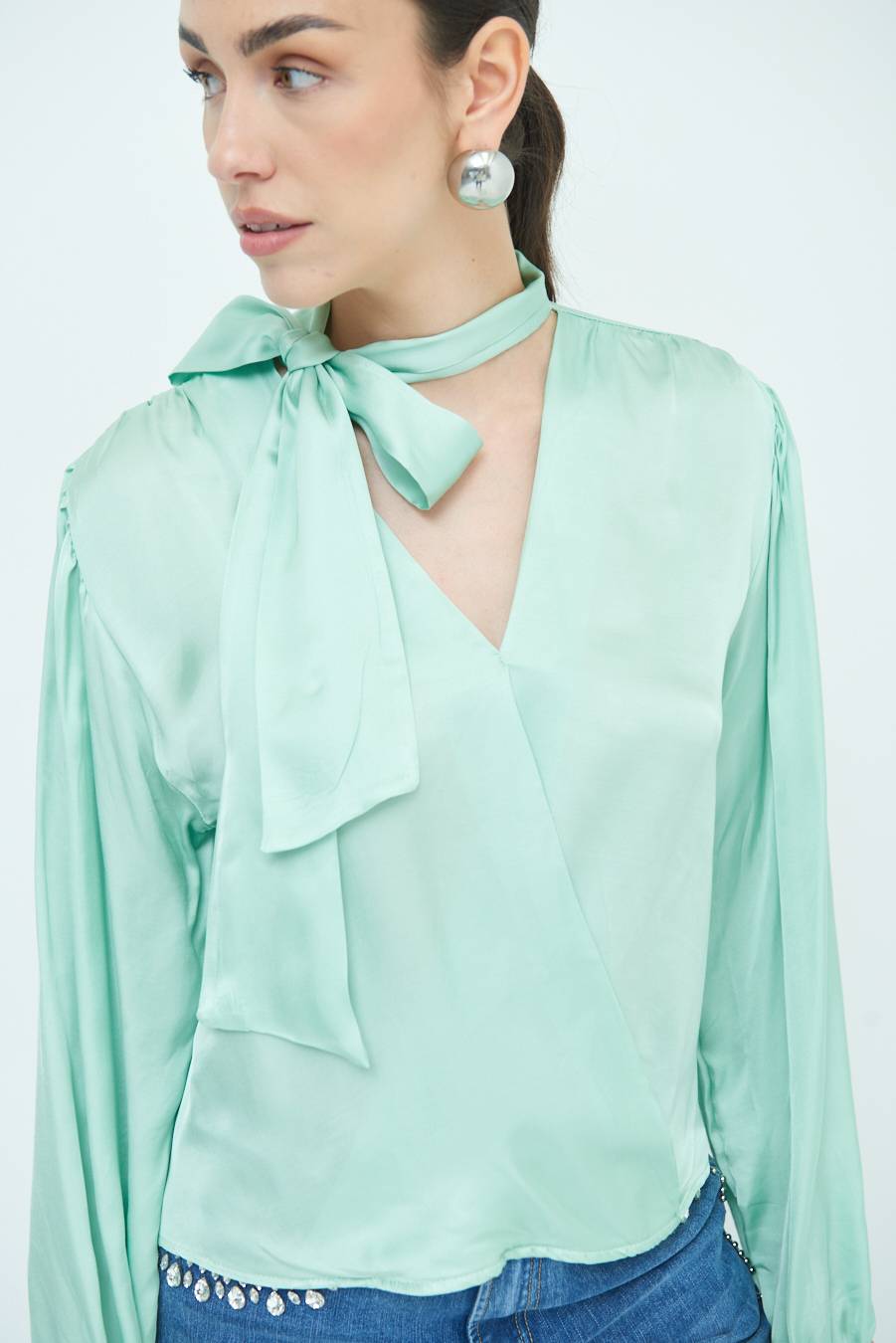Kikisix CASACCA INCROCIO RASO VISCOSA VERDE Sconto