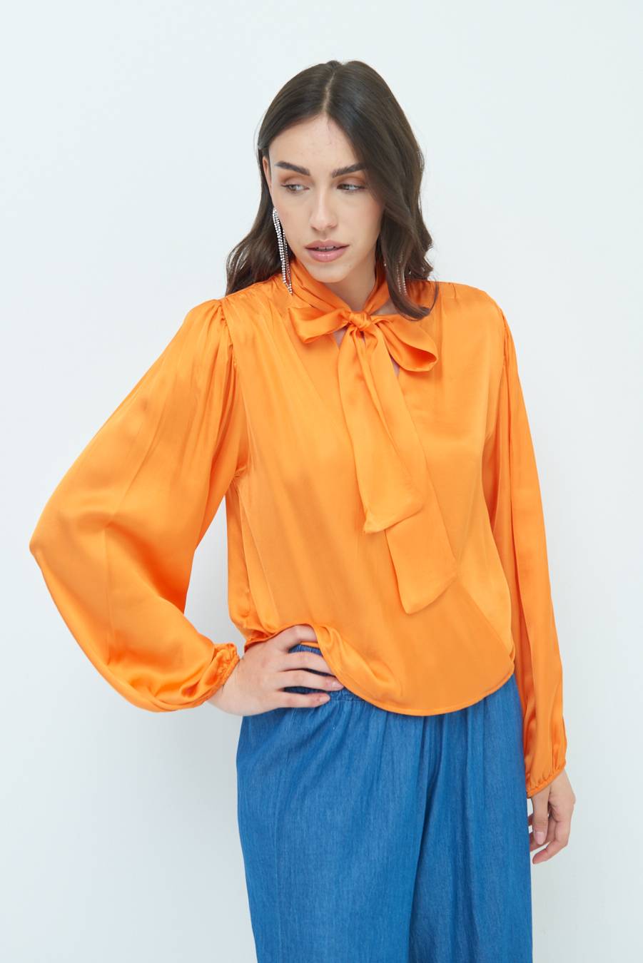 Kikisix CASACCA INCROCIO RASO VISCOSA MANDARINO Online
