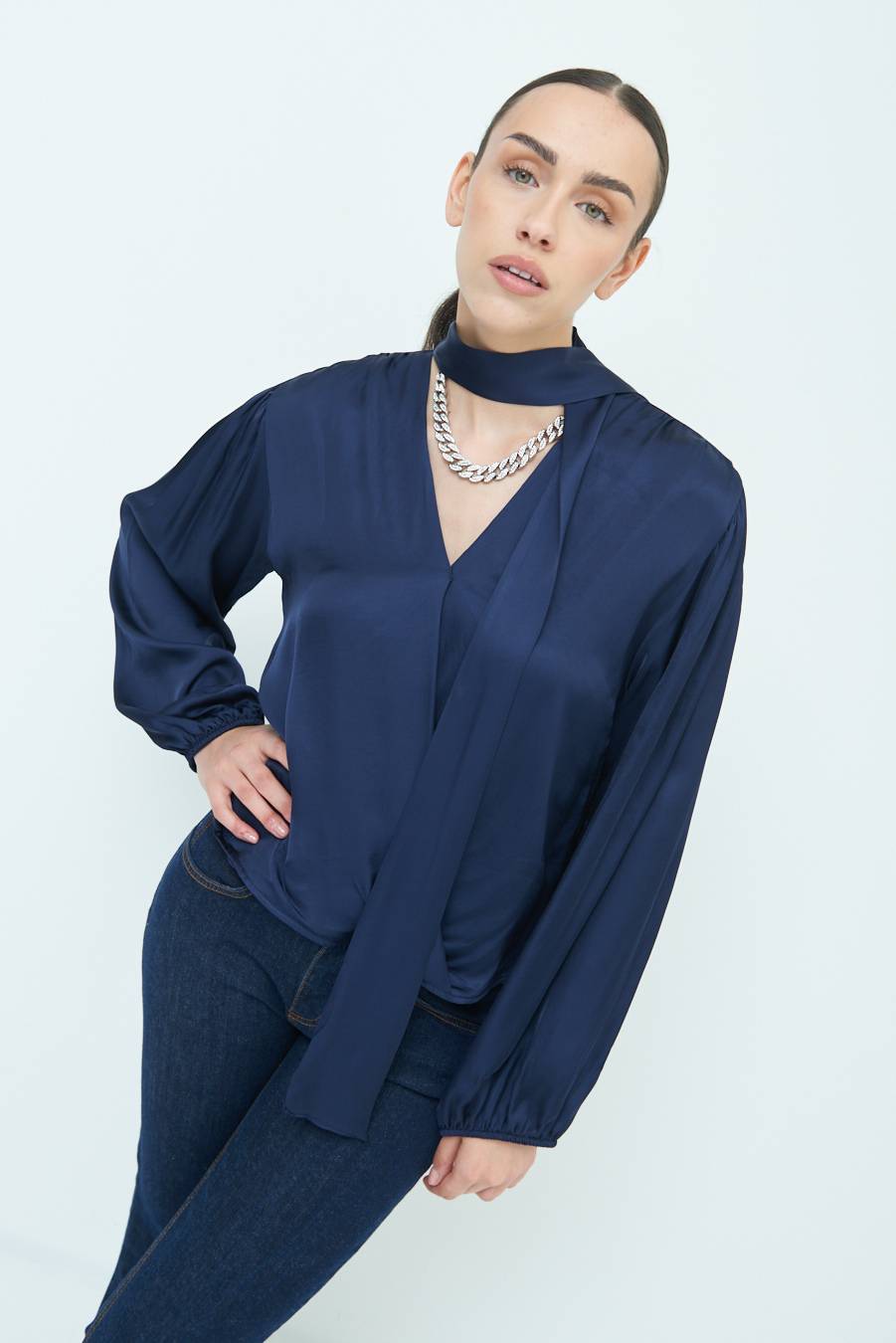 Kikisix CASACCA INCROCIO RASO VISCOSA BLU In Vendita