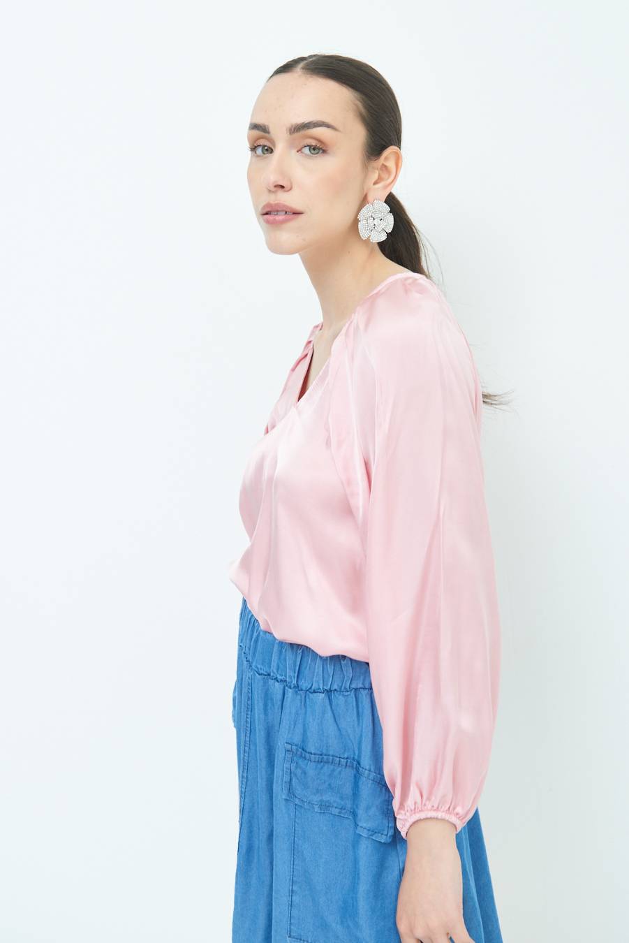 Kikisix CASACCA SCOLLO V RASO VISCOSA ROSA Offerte