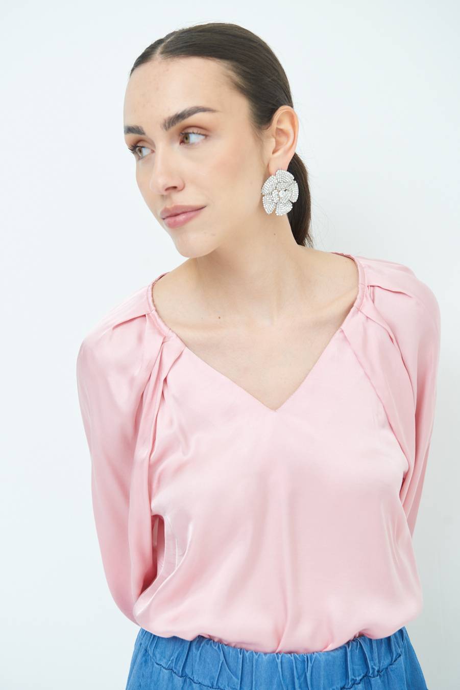 Kikisix CASACCA SCOLLO V RASO VISCOSA ROSA Offerte
