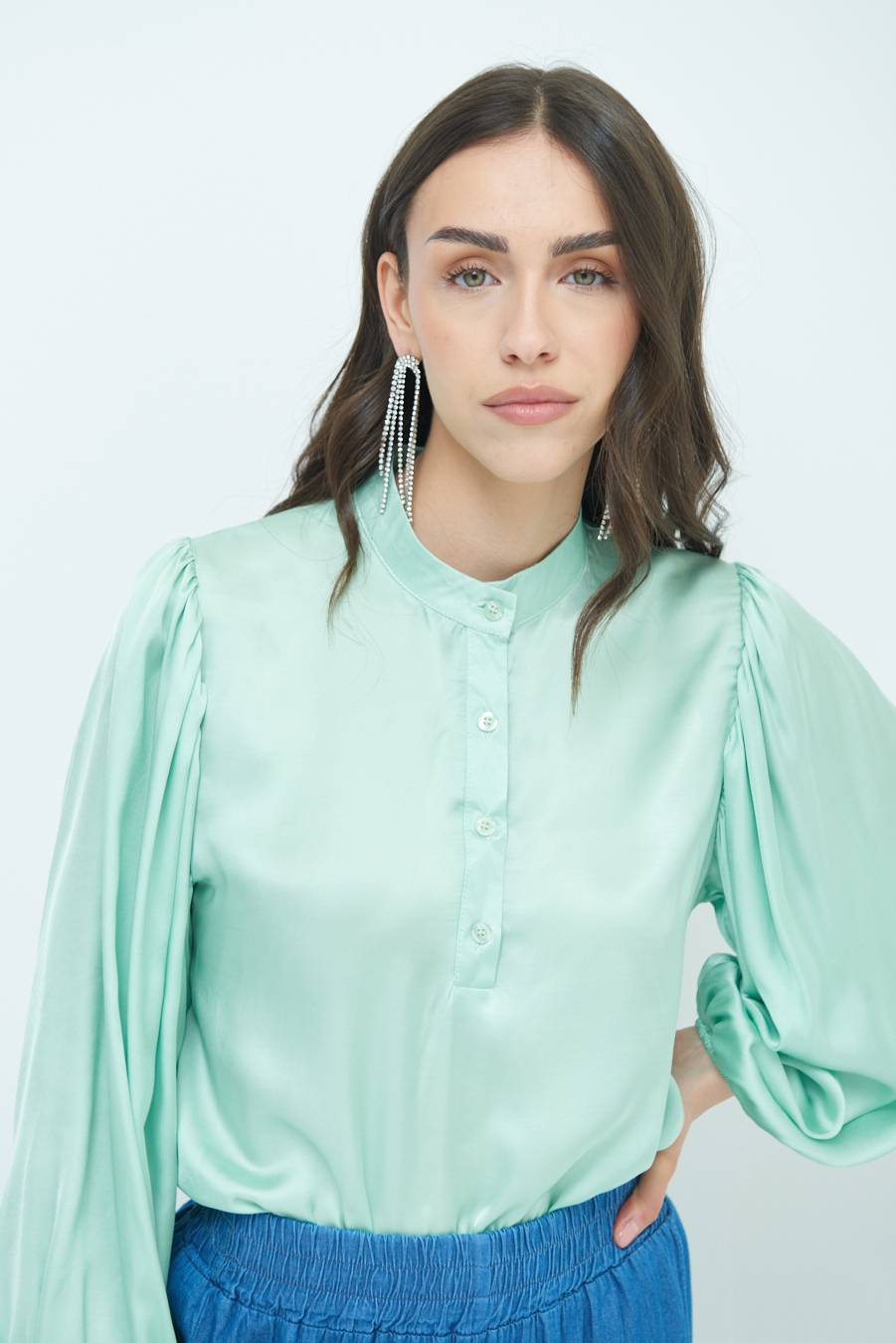 Kikisix CAMICIA POLO RASO VISCOSA VERDE I Più Venduti