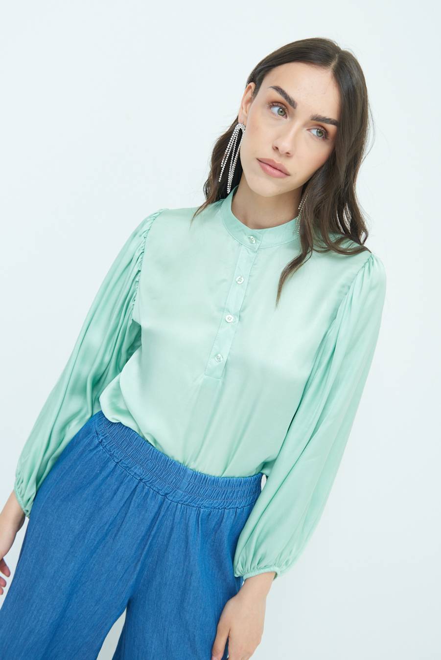 Kikisix CAMICIA POLO RASO VISCOSA VERDE I Più Venduti
