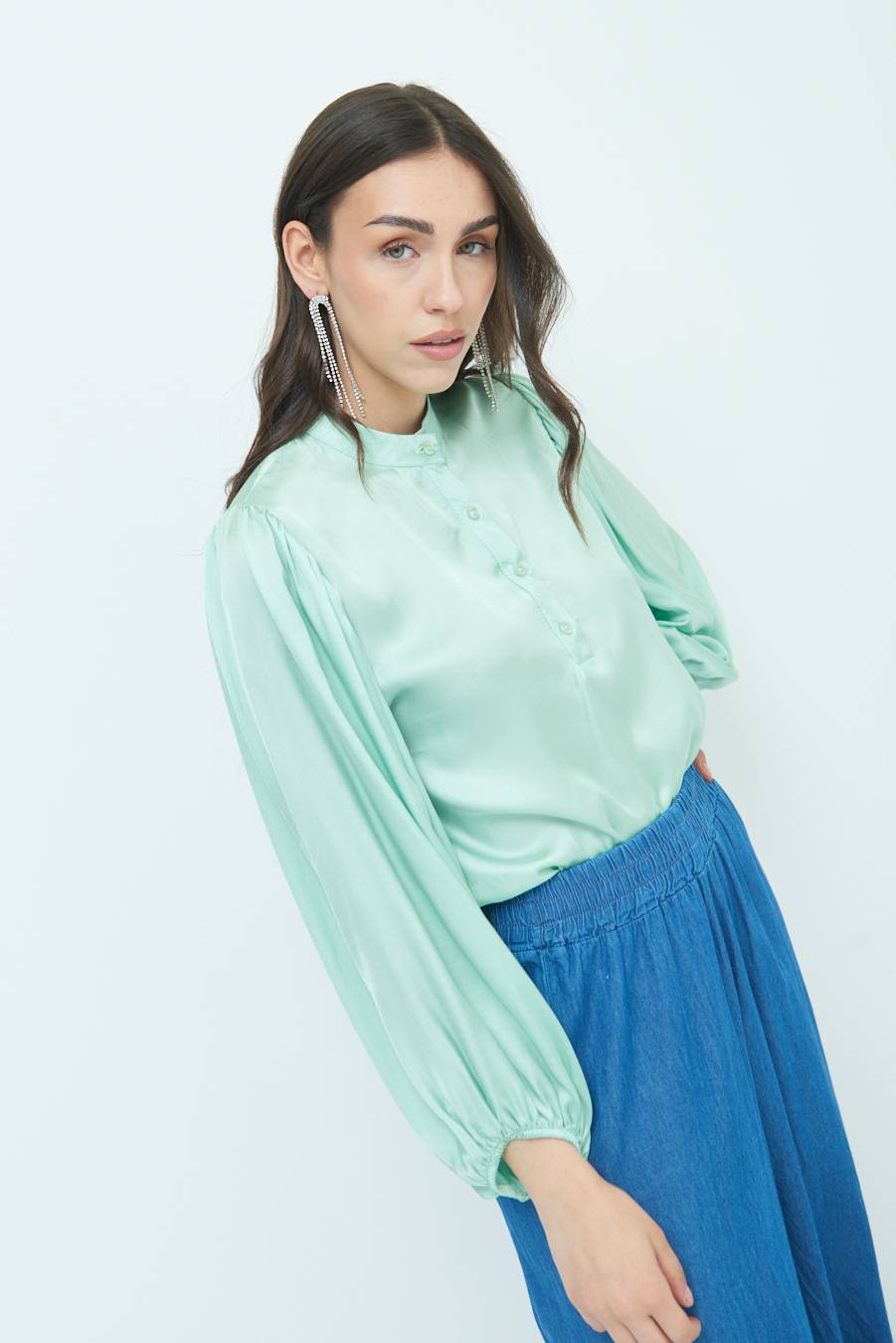 Kikisix CAMICIA POLO RASO VISCOSA VERDE I Più Venduti