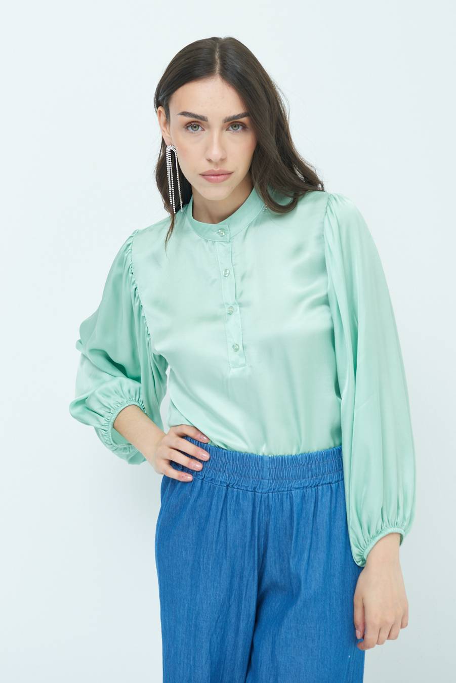 Kikisix CAMICIA POLO RASO VISCOSA VERDE I Più Venduti
