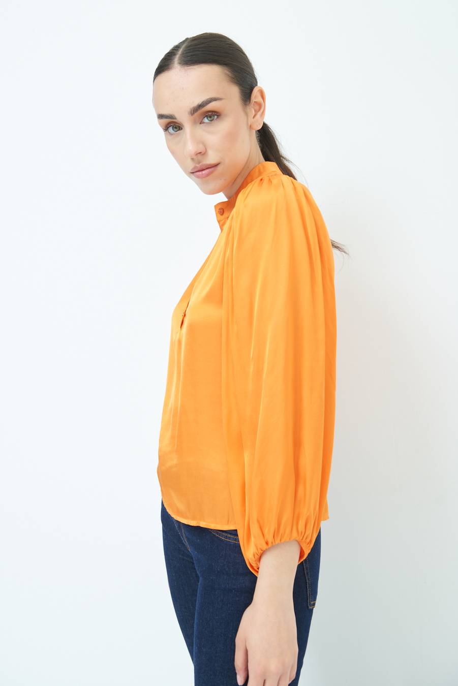 Kikisix CAMICIA POLO RASO VISCOSA MANDARINO In Saldo