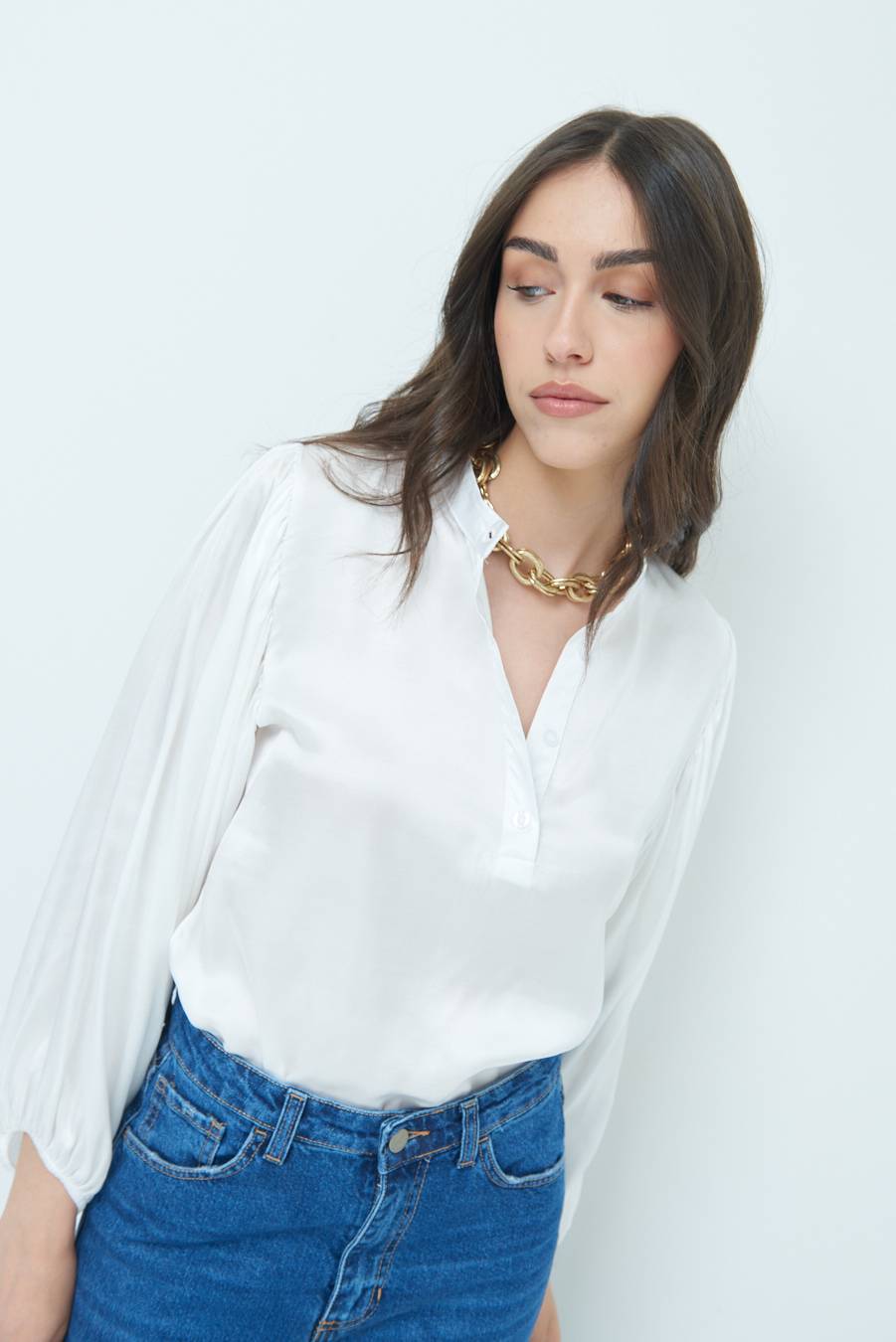 Kikisix CAMICIA POLO RASO VISCOSA BURRO Nuova
