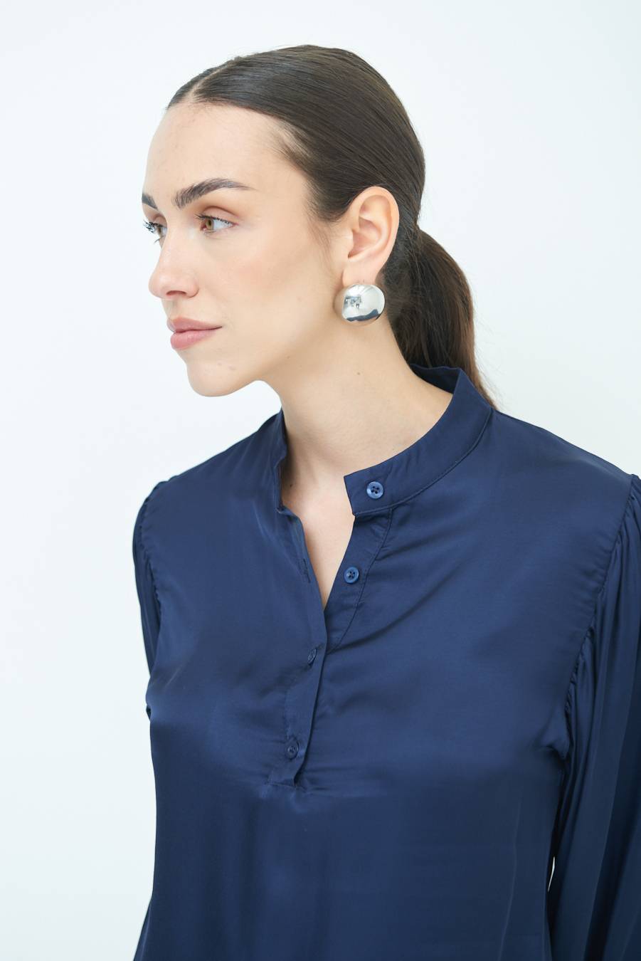 Kikisix CAMICIA POLO RASO VISCOSA BLU Moda