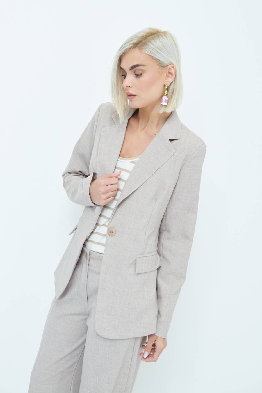 Kikisix GIACCA TESSUTO FIAMMATO BEIGE Consegna Veloce