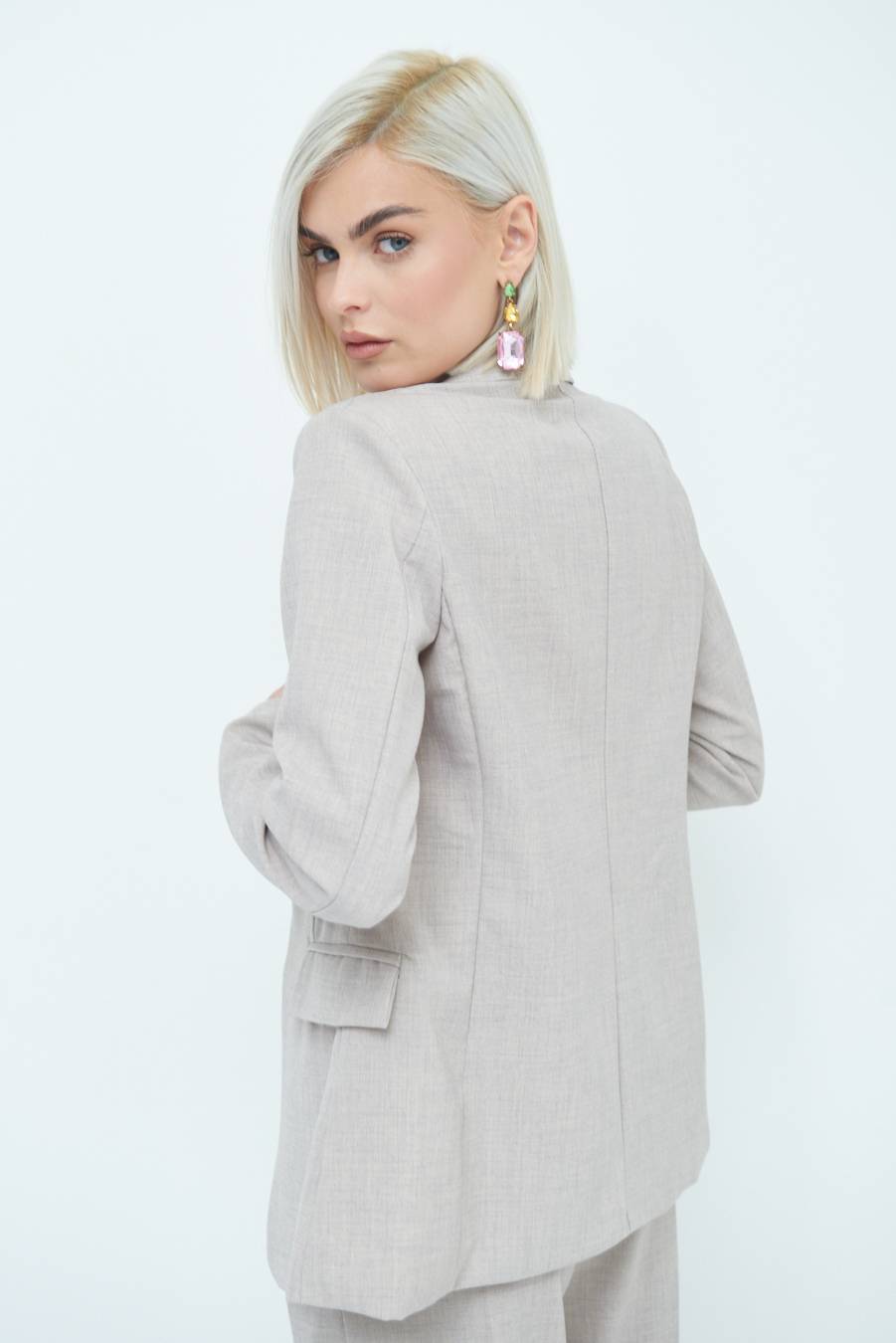 Kikisix GIACCA TESSUTO FIAMMATO BEIGE Consegna Veloce