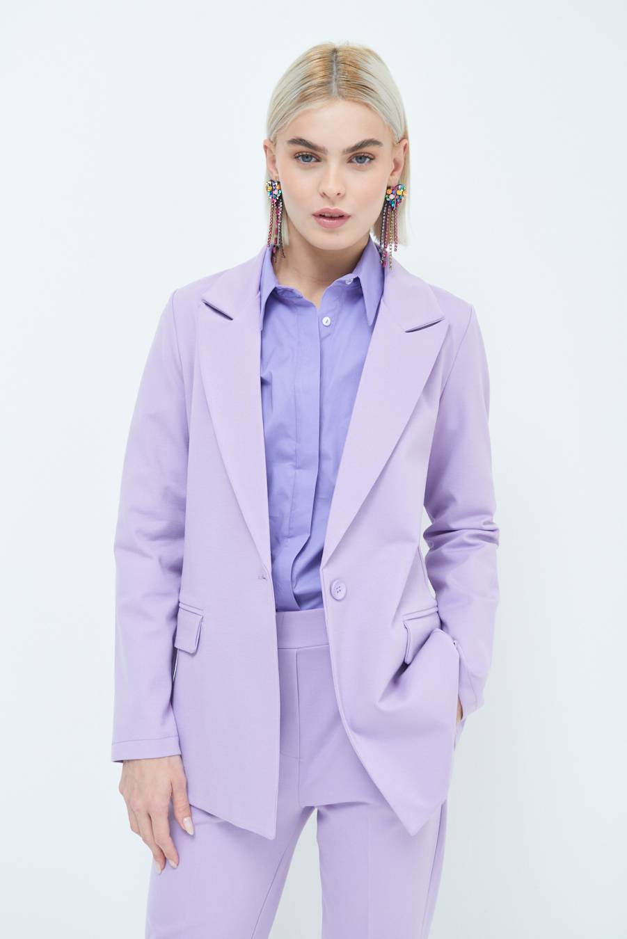 Kikisix GIACCA 1 BOTTONE BASIC LILLA Sconto