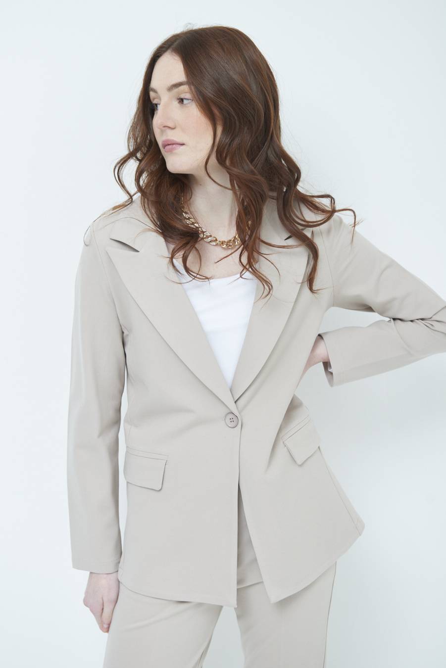Kikisix GIACCA 1 BOTTONE BASIC BEIGE Offerta