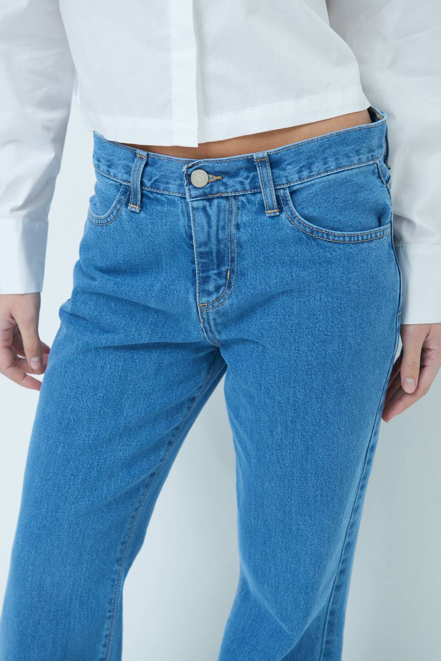 Kikisix PANTALONE ZAMPA CON RIBALTA DOPPIO STONE JEANS In Vendita