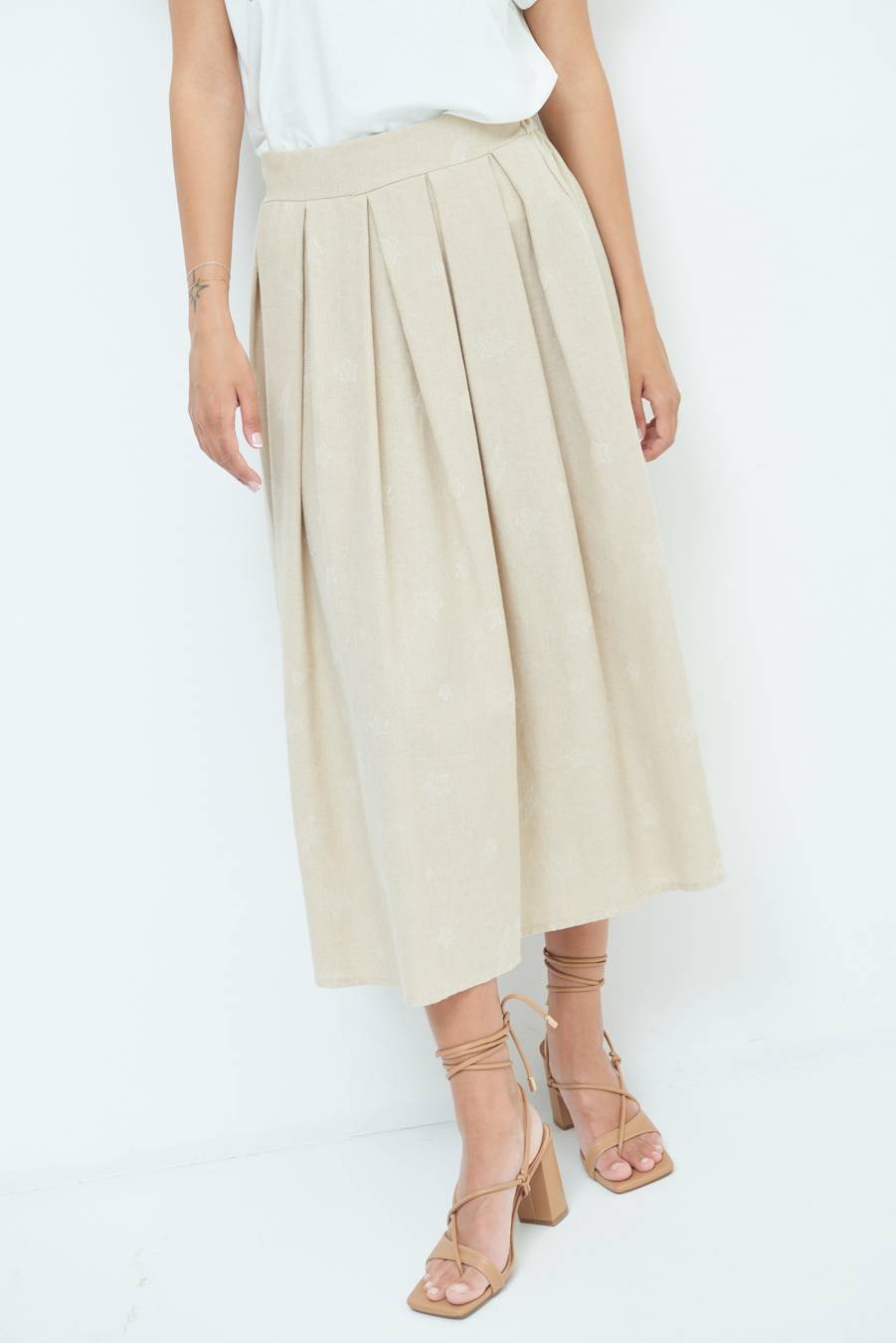 Kikisix GONNA CON STELLE E FULMINI BEIGE Vendita Calda