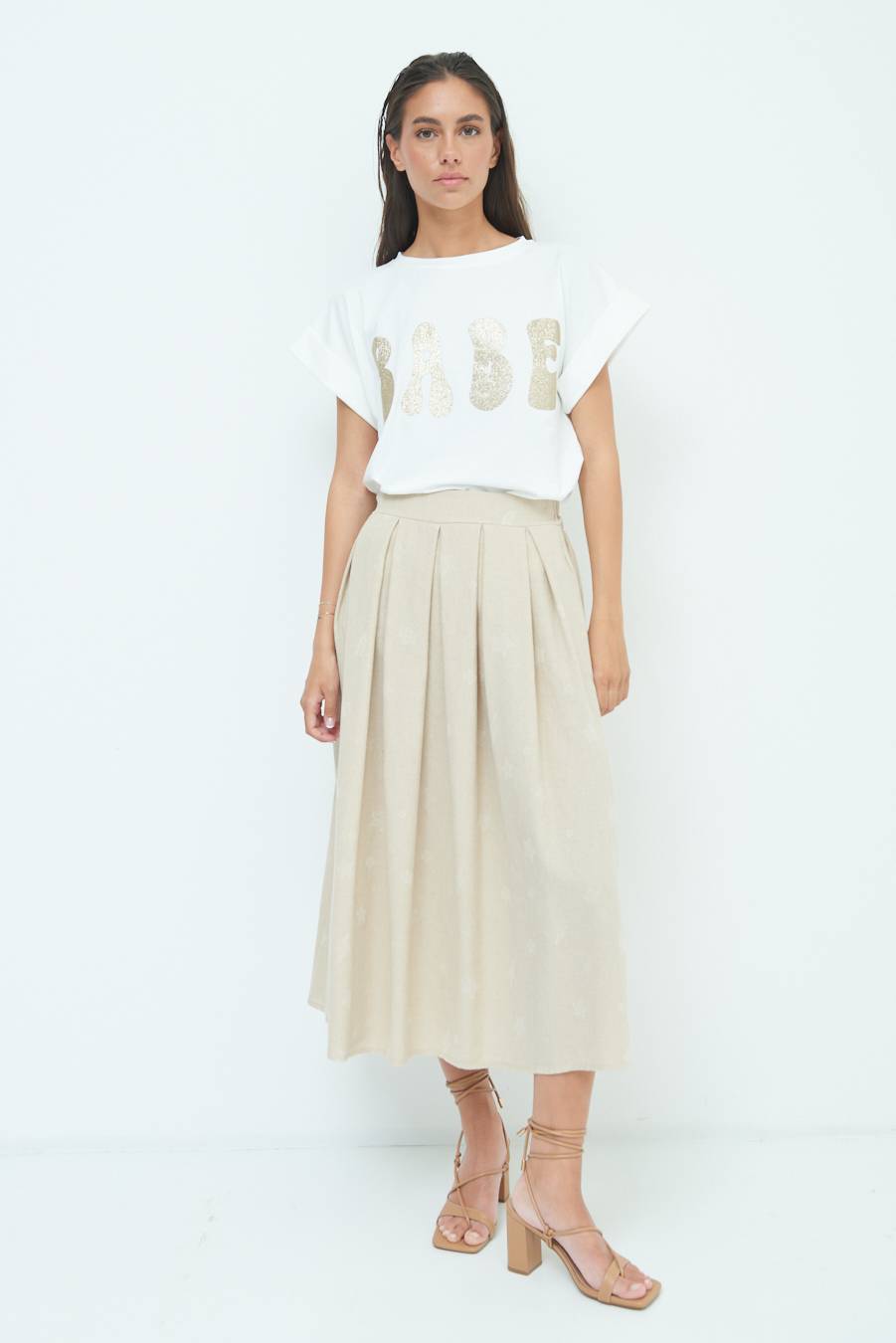 Kikisix GONNA CON STELLE E FULMINI BEIGE Vendita Calda